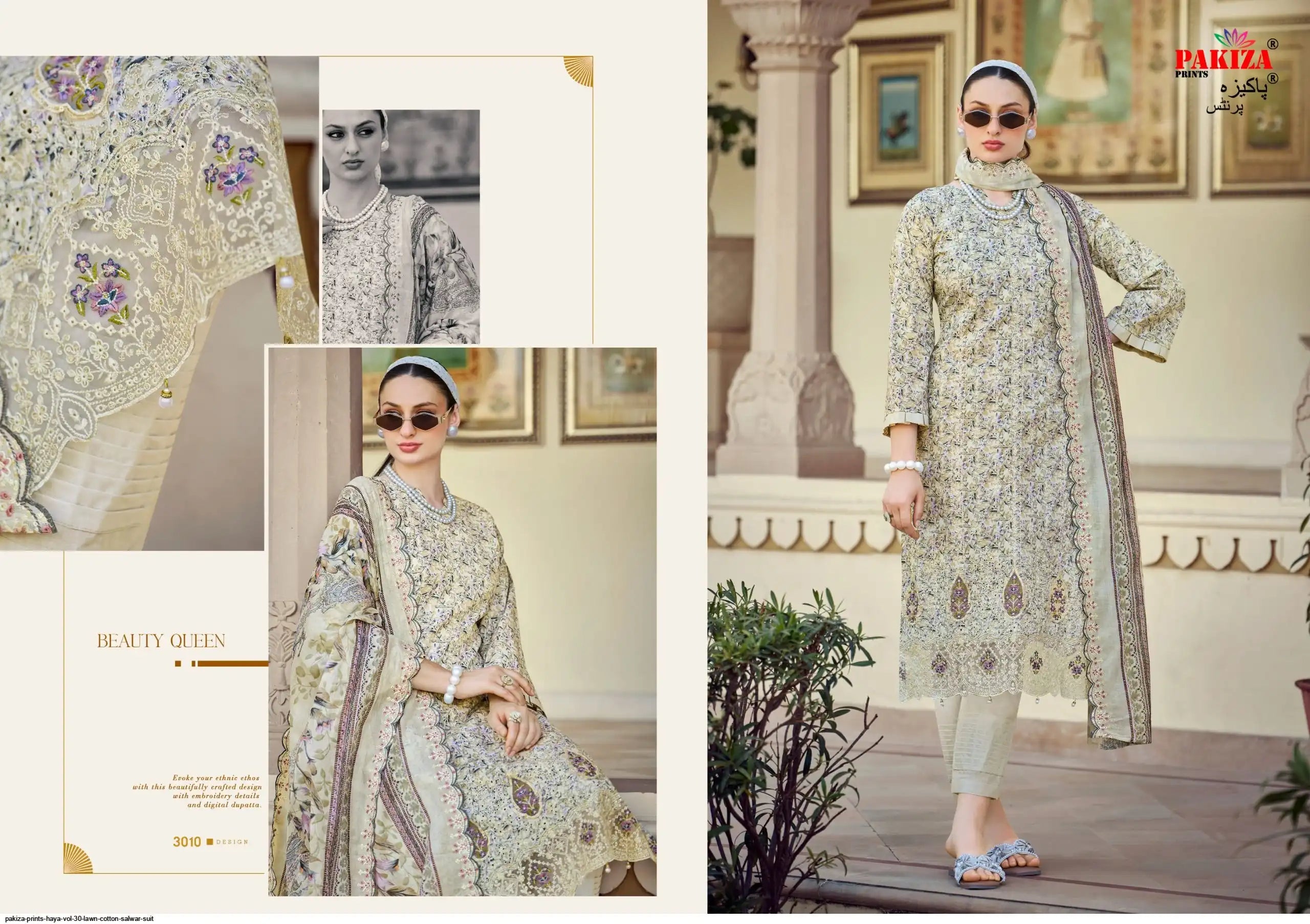 Pakiza haya vol-30(3006 to 3010)  pure cotton suit with heavy embroidery & pure cotton dupatta