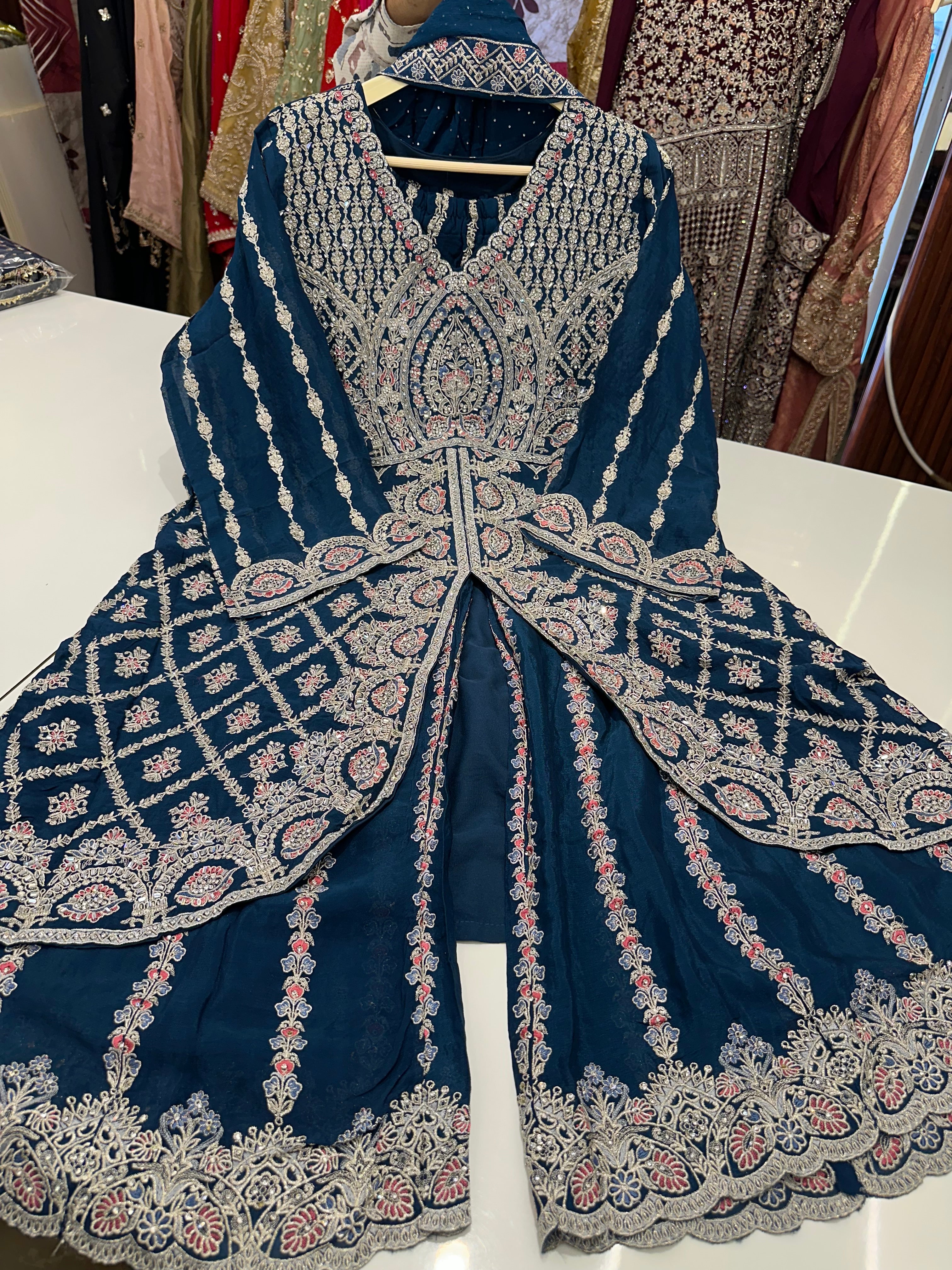 Pure fabric heavy handwork dresses with plazo