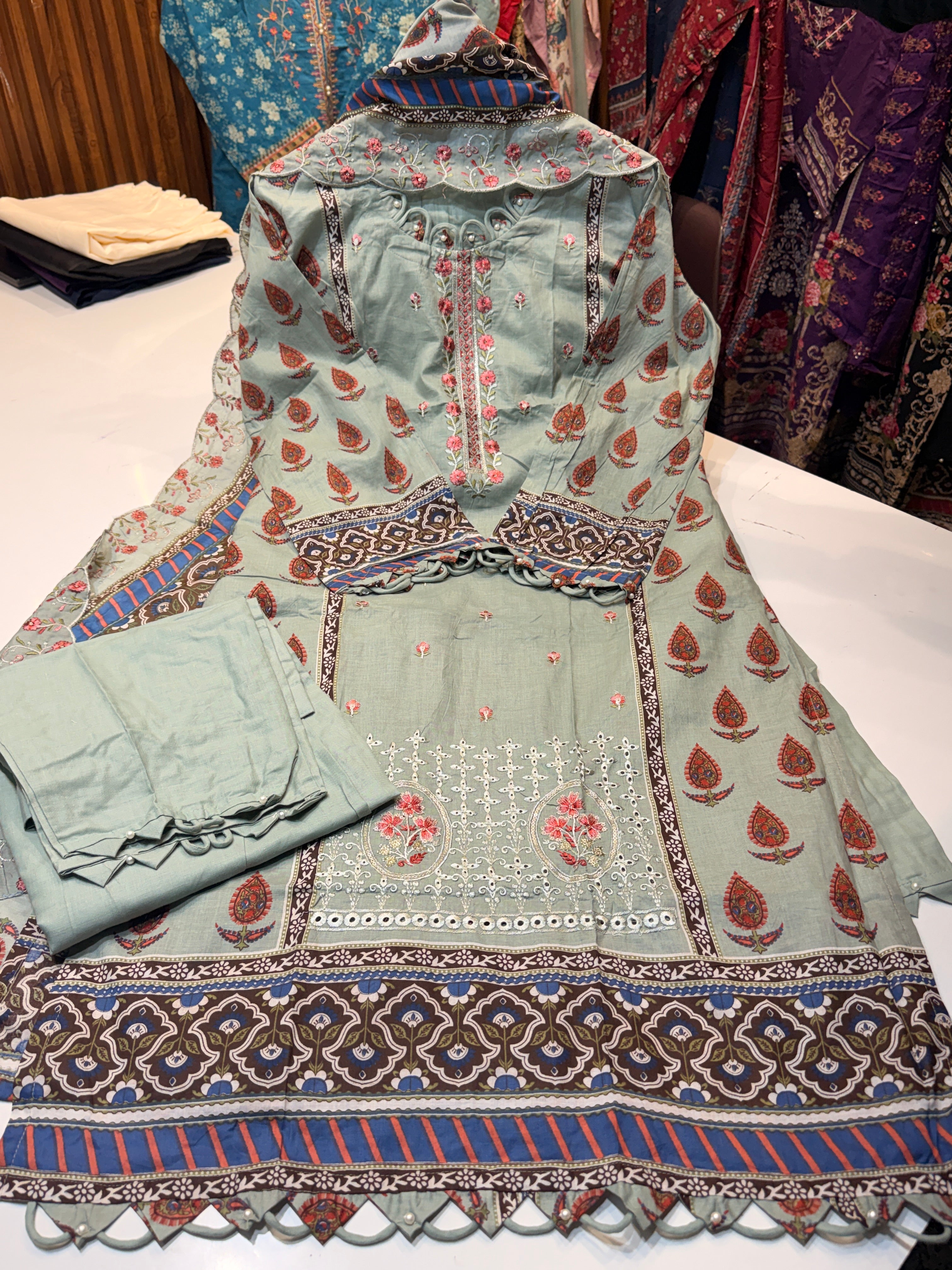 🏷️Product code(1299)Pure cotton ready to wear collection with heavy embroidery work