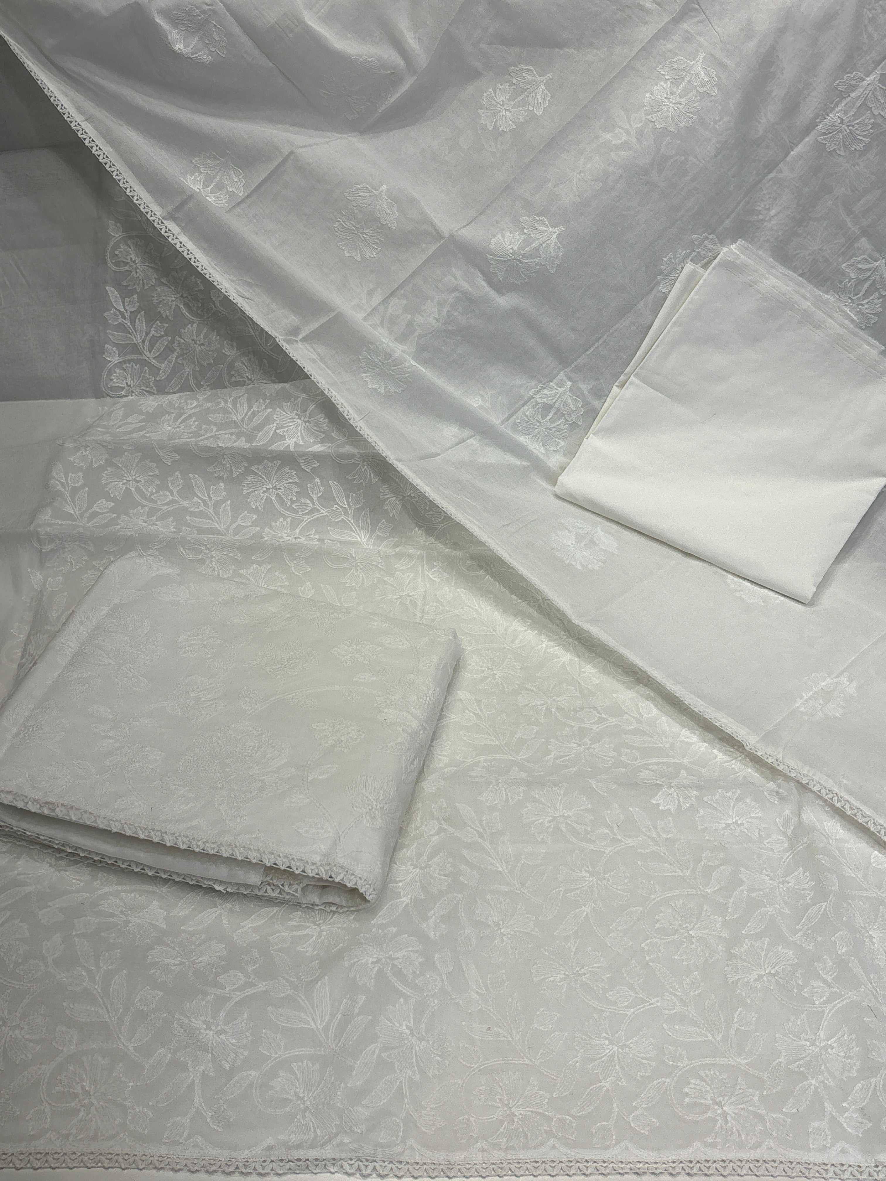 Organdy White Karachi Suits