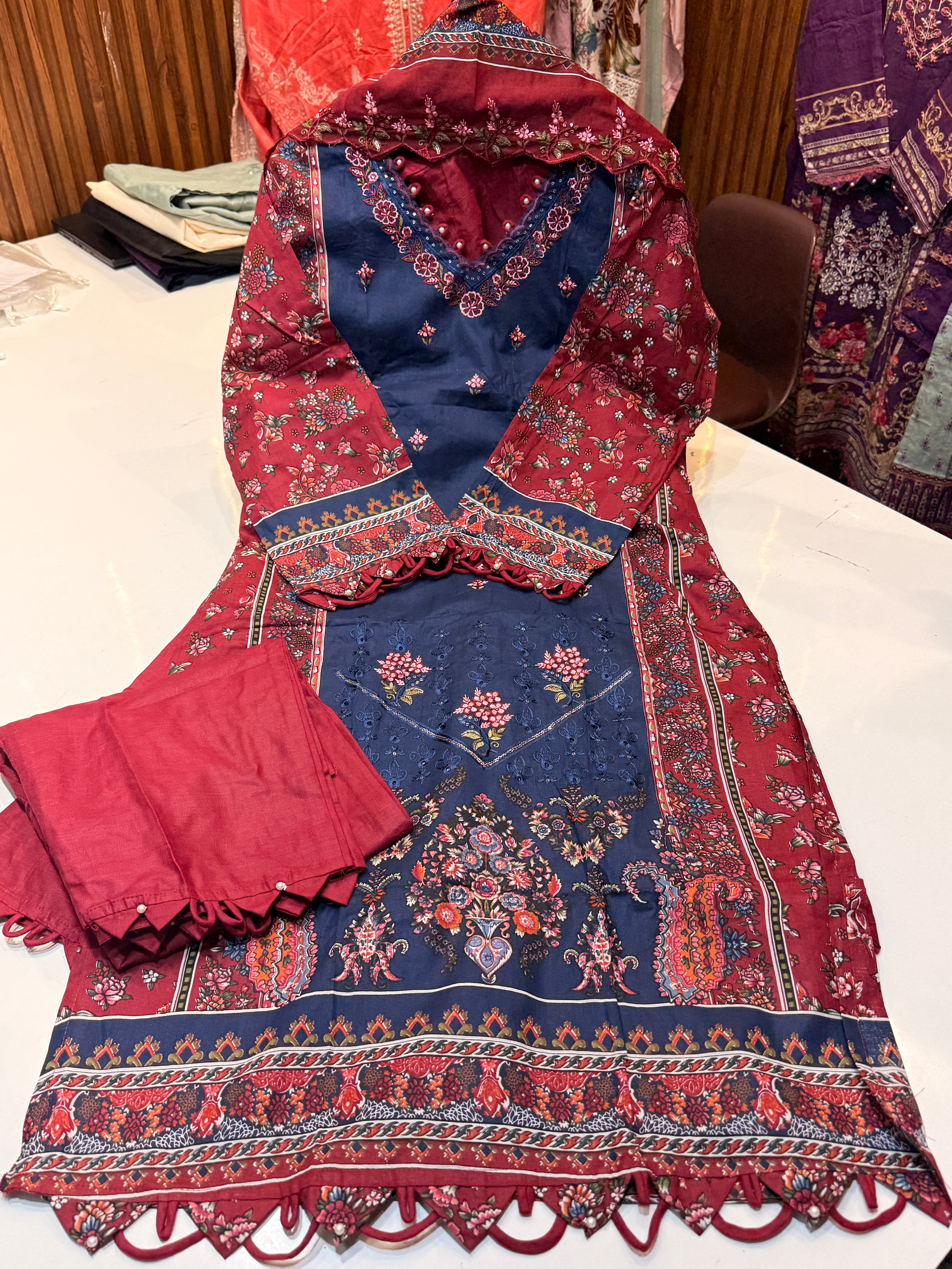 🏷️Product code(1299)Pure cotton ready to wear collection with heavy embroidery work