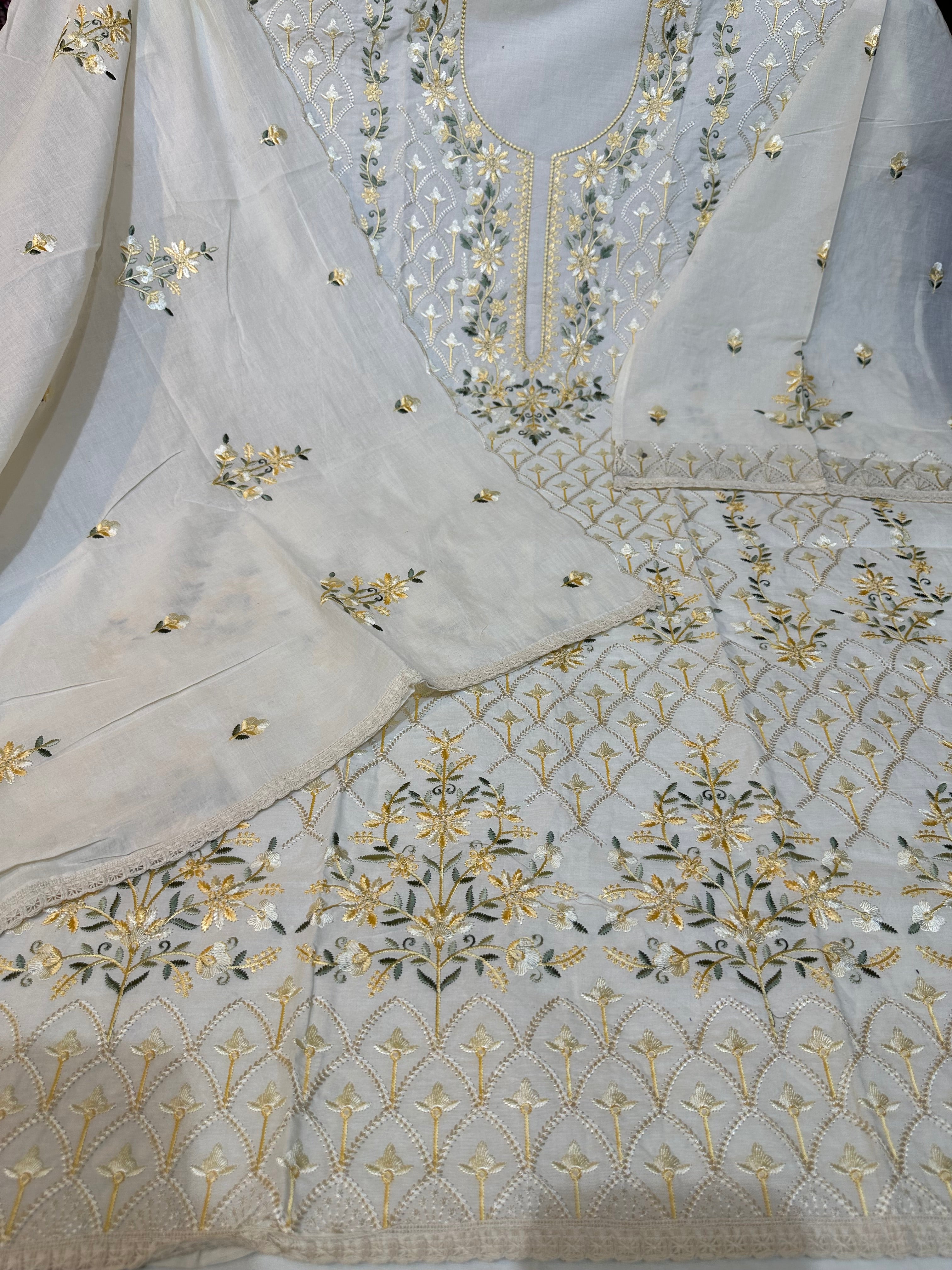 Summer sale 🔥 pure khadi cotton with heavy embroidery & pure cotton dupatta ❤️