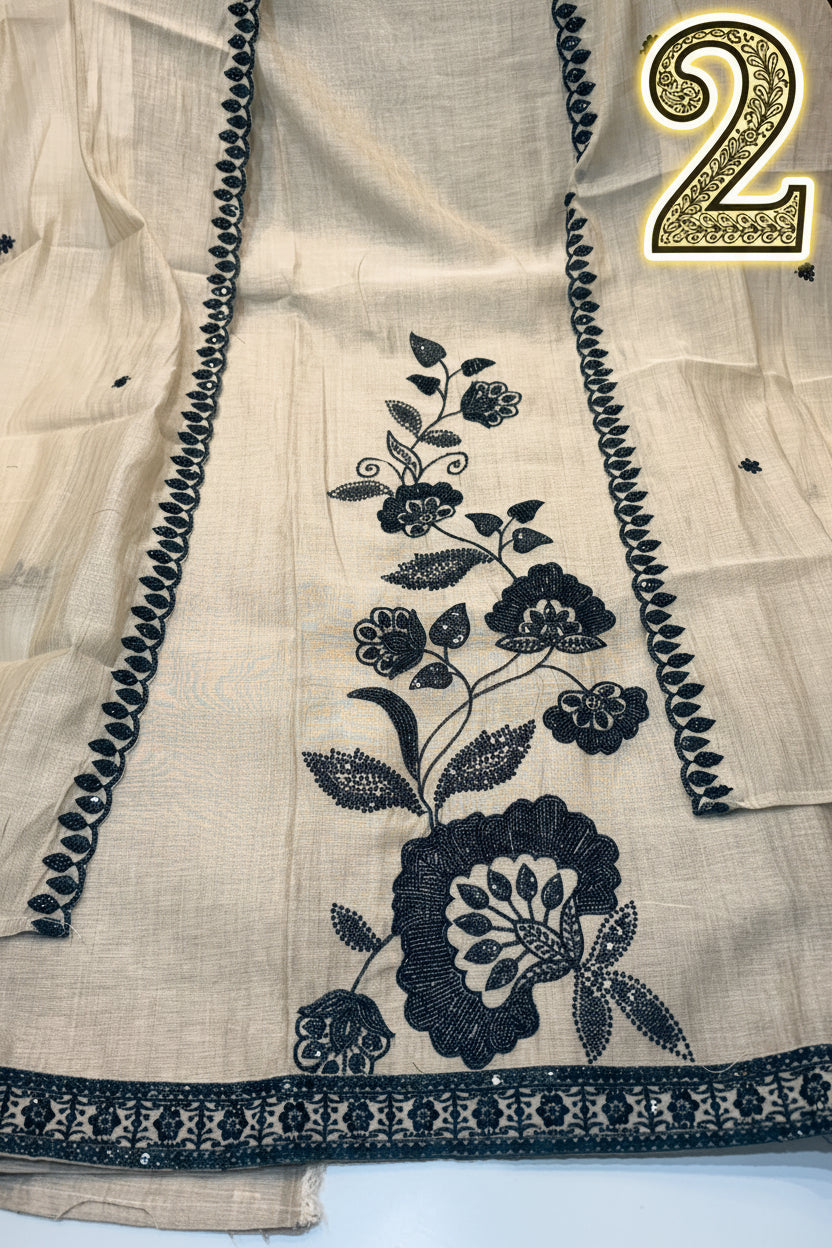 Rakhi special (product code:-1401) pure khadi silk suit with handwork embroidery