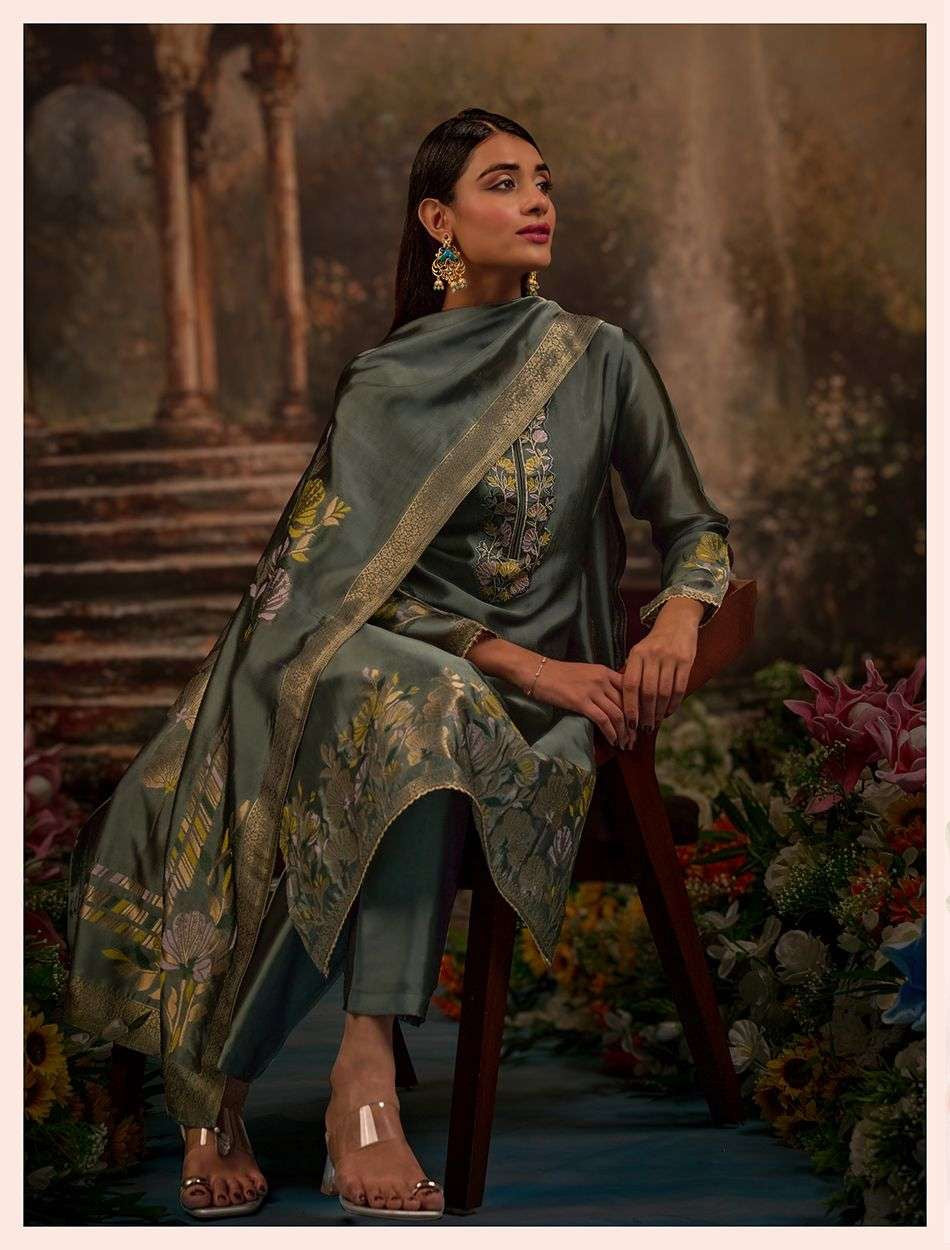 Product code(NETRA). Netra Banarsi silk suit with elegant work ( Rakhi Special Offer )