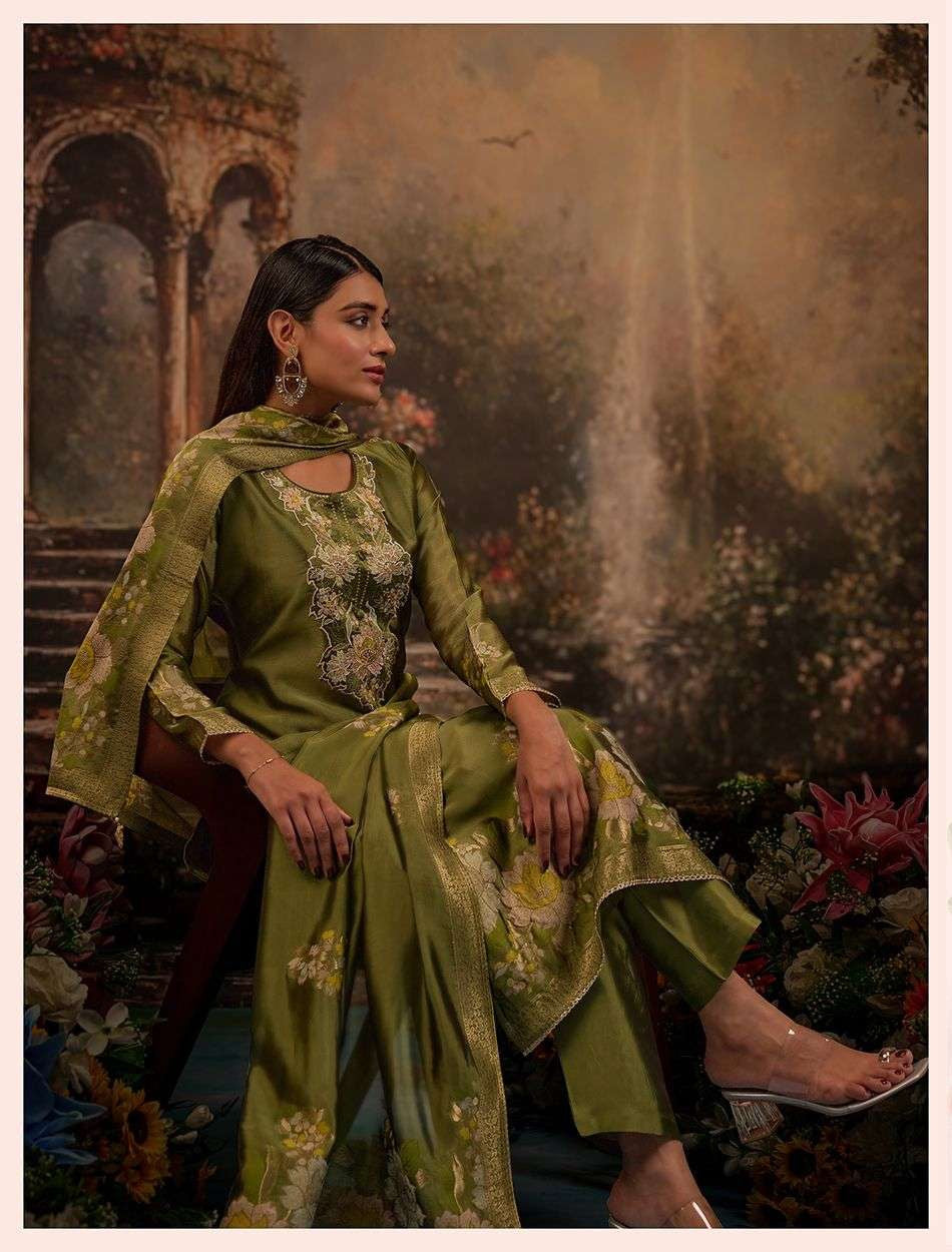Product code(NETRA). Netra Banarsi silk suit with elegant work ( Rakhi Special Offer )