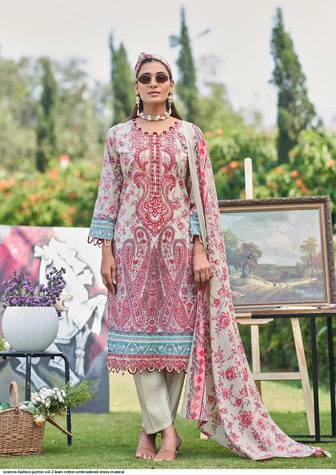 🏷️Product code:-(JAZMIN) cosmos JAZMIN pure cotton Karachi style suit with neck patch work