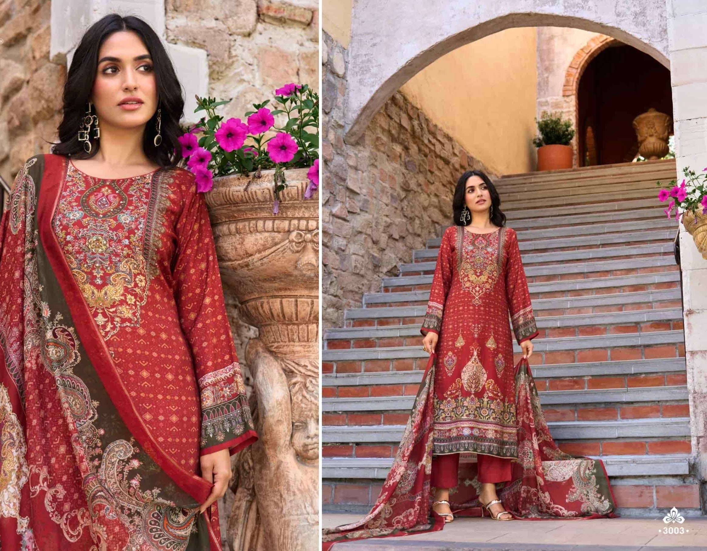 Pure muslin digital printed suit with pure muslin digital printed dupatta (002)