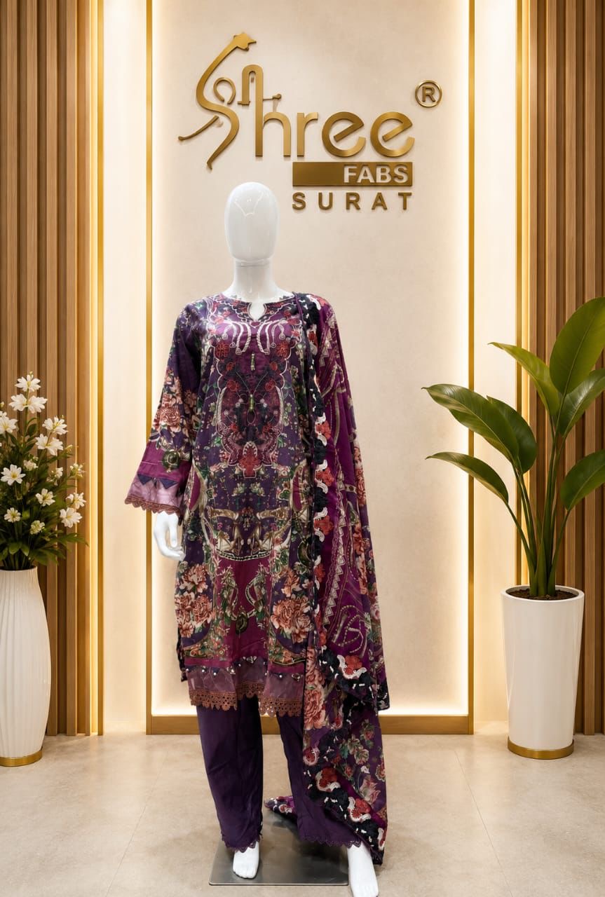 Pure cotton premium lawn Karachi suit with heavy patch work ✅❤️ cotton & chiffon dupatta available