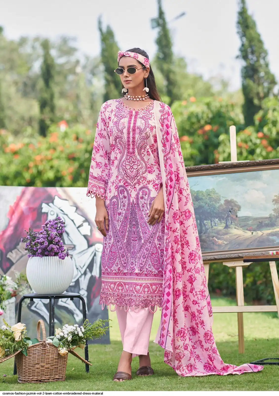 🏷️Product code:-(JAZMIN) cosmos JAZMIN pure cotton Karachi style suit with neck patch work