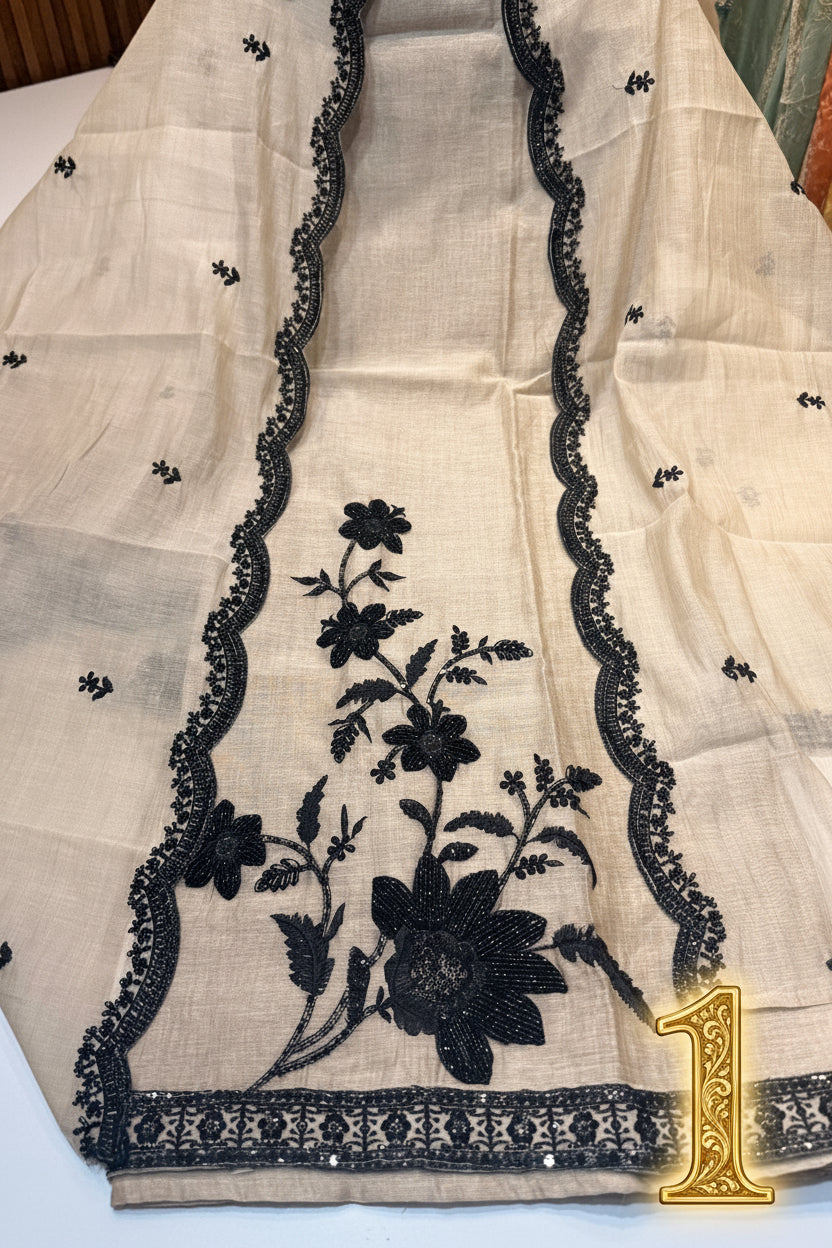 Rakhi special (product code:-1401) pure khadi silk suit with handwork embroidery