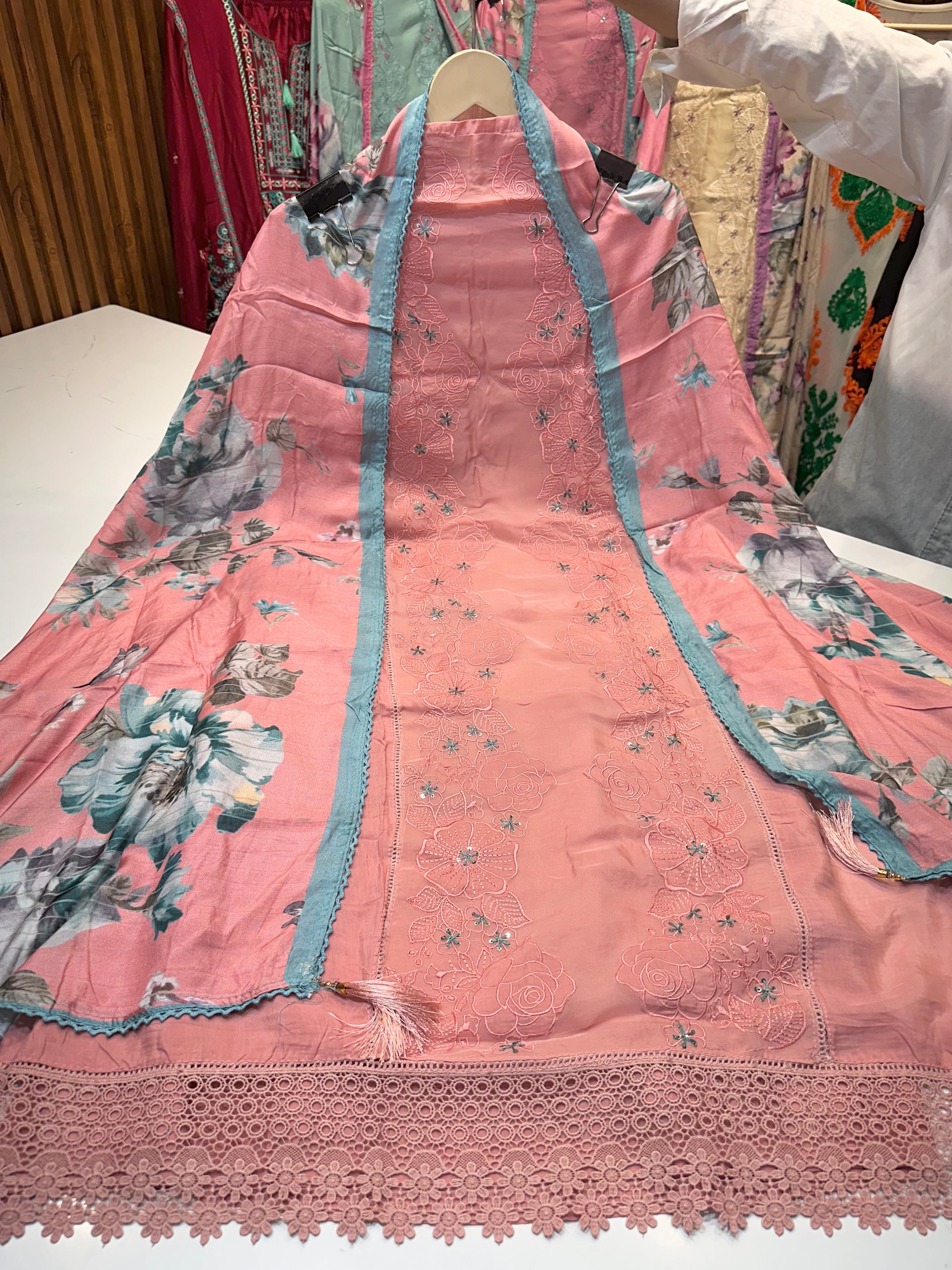 Product code:-(mul 01)Pure mul chanderi collection with heavy applique work