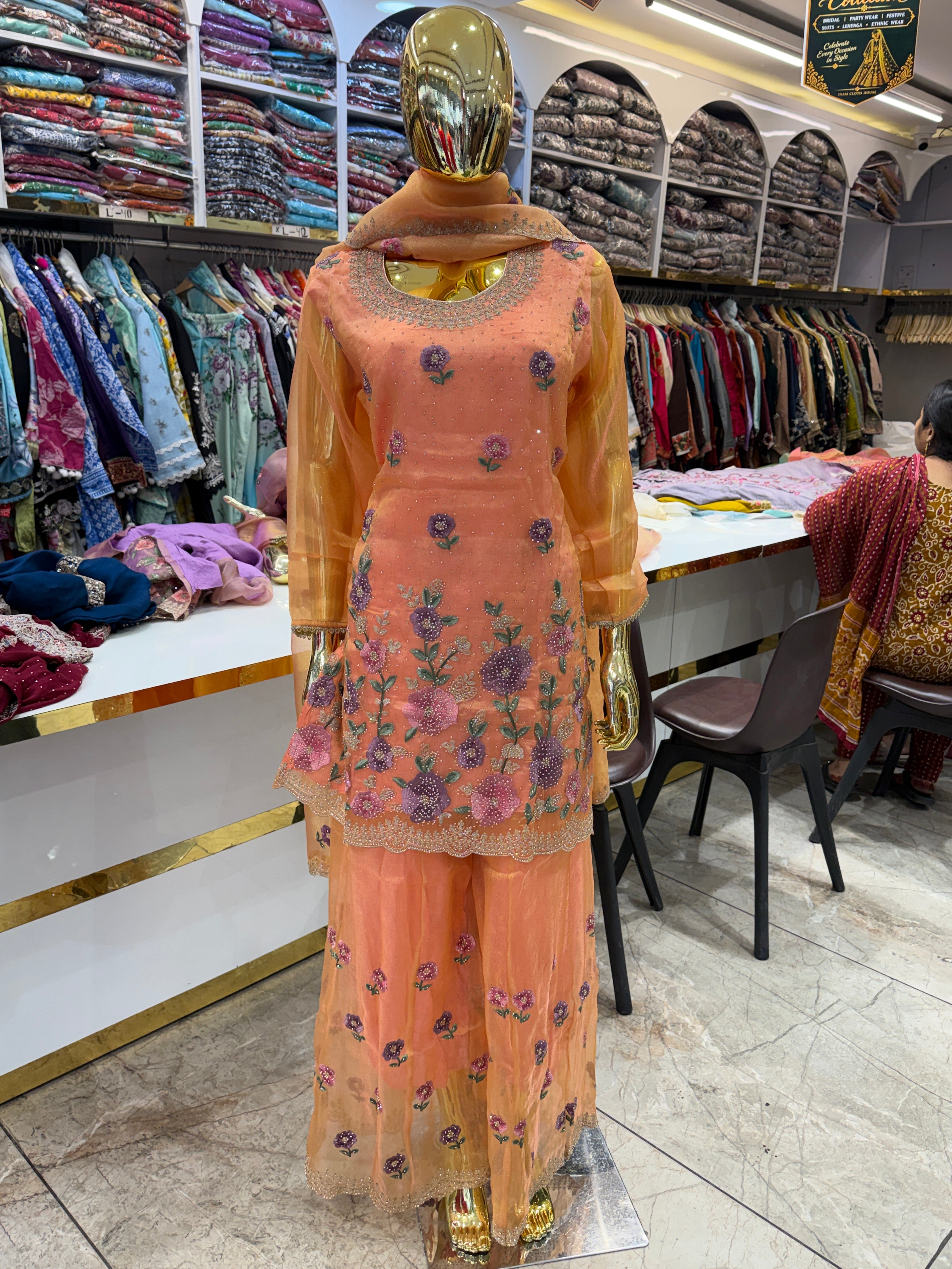 Product code 🏷️(kangna)Tissue Fabric Sharara Dress