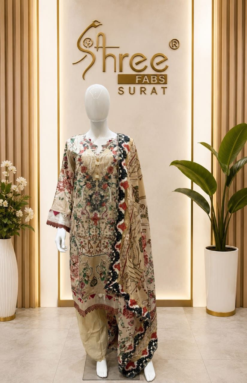 Pure cotton premium lawn Karachi suit with heavy patch work ✅❤️ cotton & chiffon dupatta available
