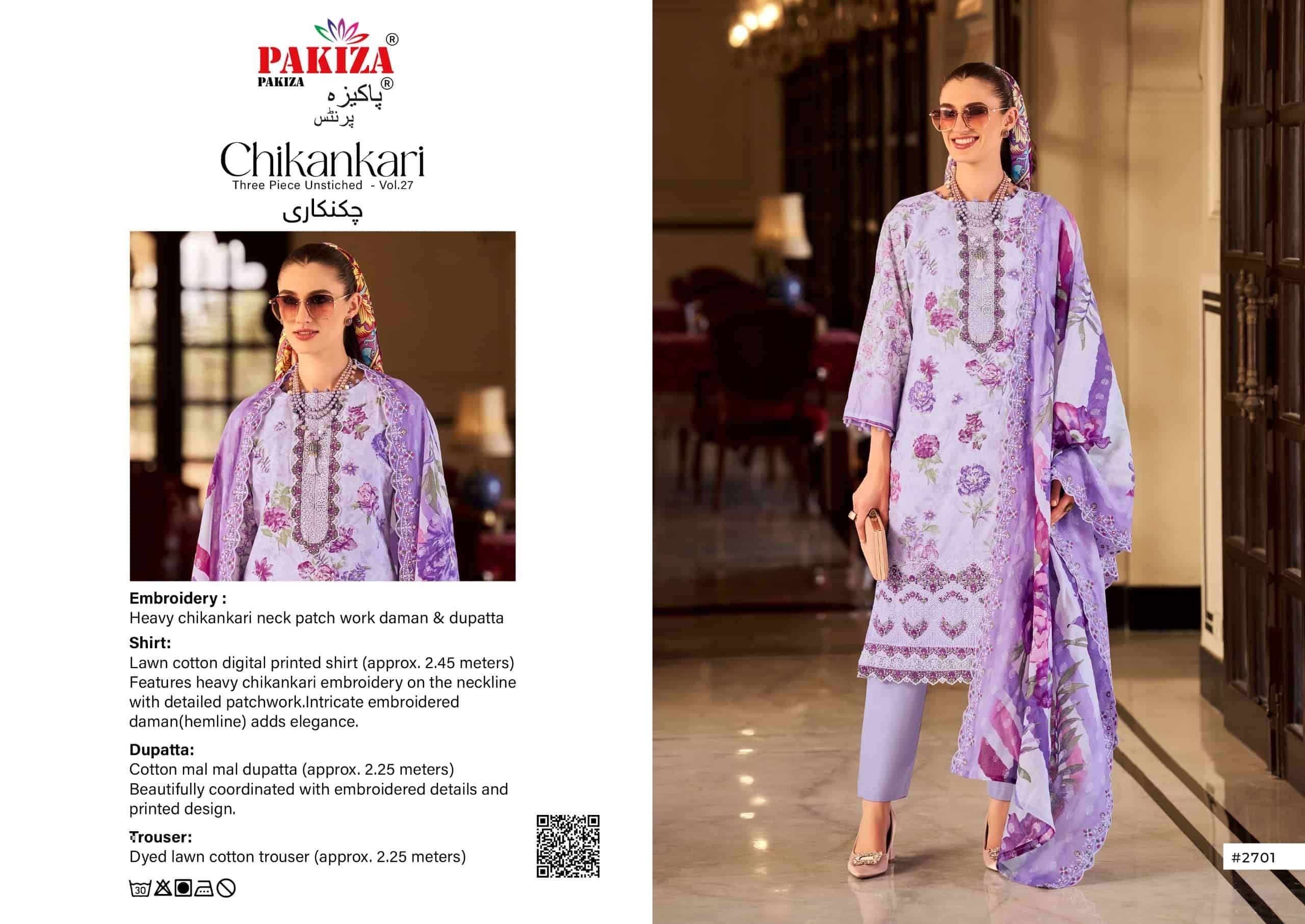 Pakiza chikankari Karachi cotton suit