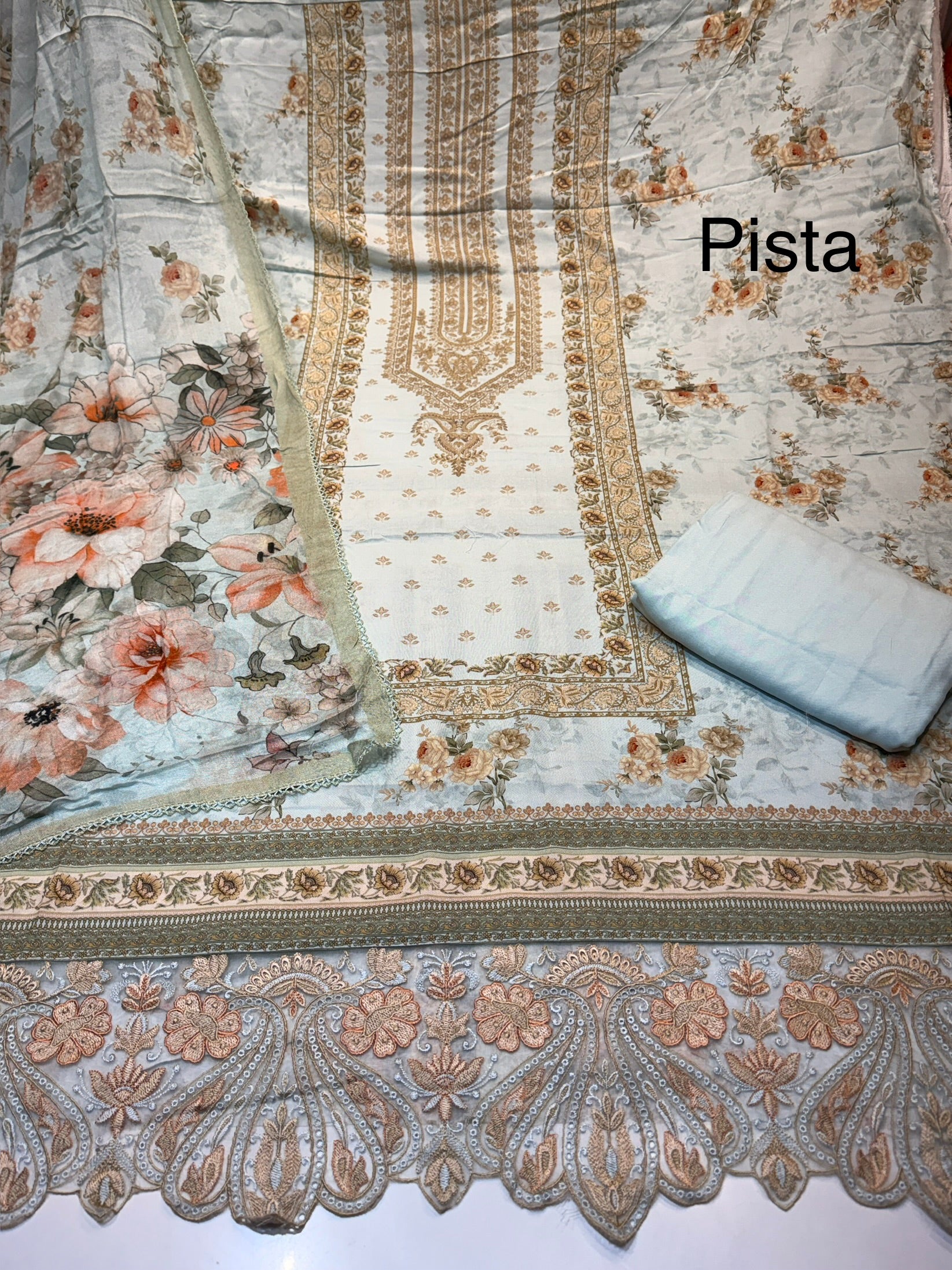 🏷️Product code(1201) Pure rayon heavy karachi lace work suit with pure rayon digital printed dupatta