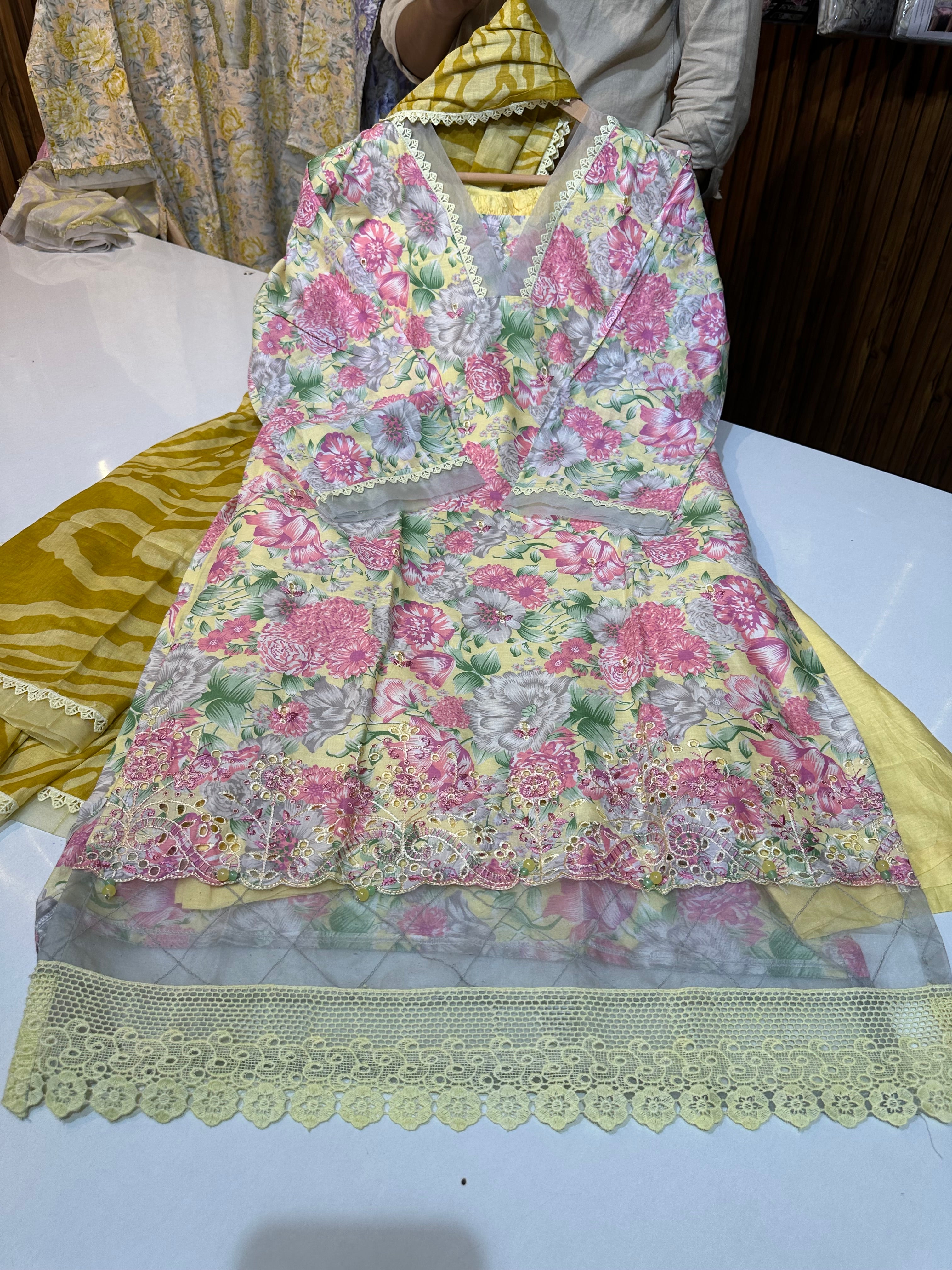 Pure cotton Karachi style suit with pure cotton dupatta