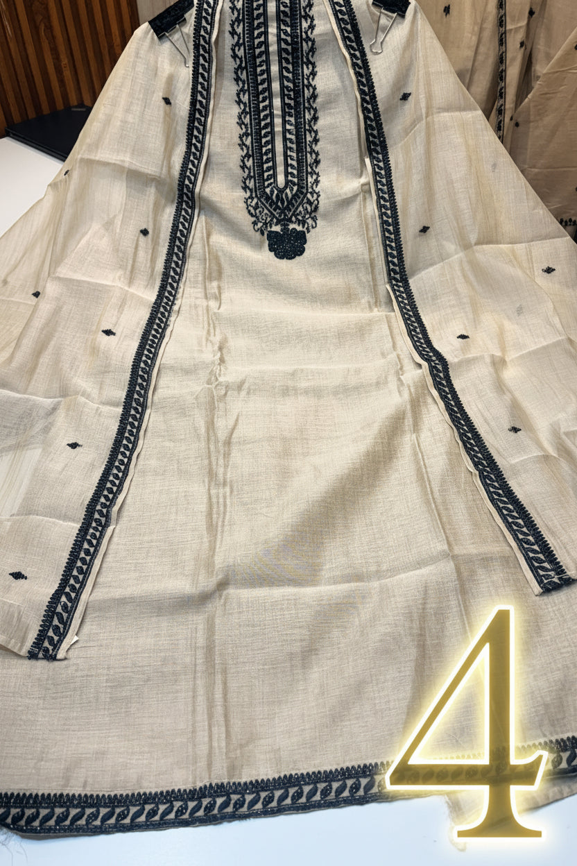 Rakhi special (product code:-1401) pure khadi silk suit with handwork embroidery