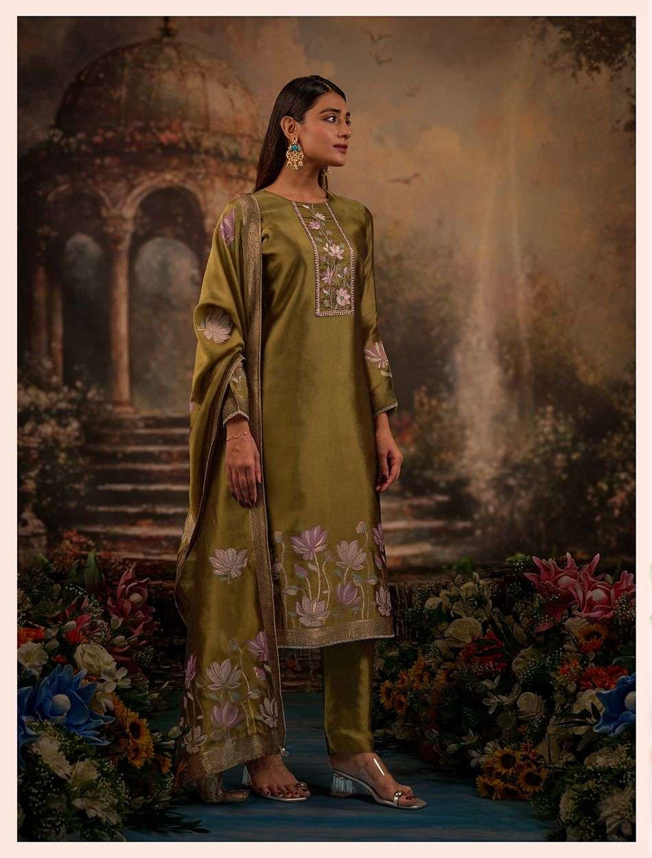 Product code(NETRA). Netra Banarsi silk suit with elegant work ( Rakhi Special Offer )