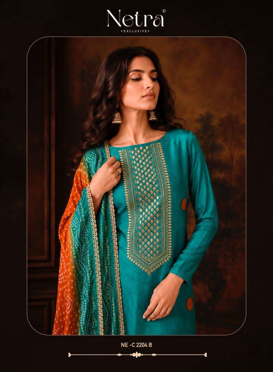 Product code:-(2001)Premium Pure Gajji Silk With Bandhani Print Or Embroidery Work And Fancy Lace Daman And Sleeves