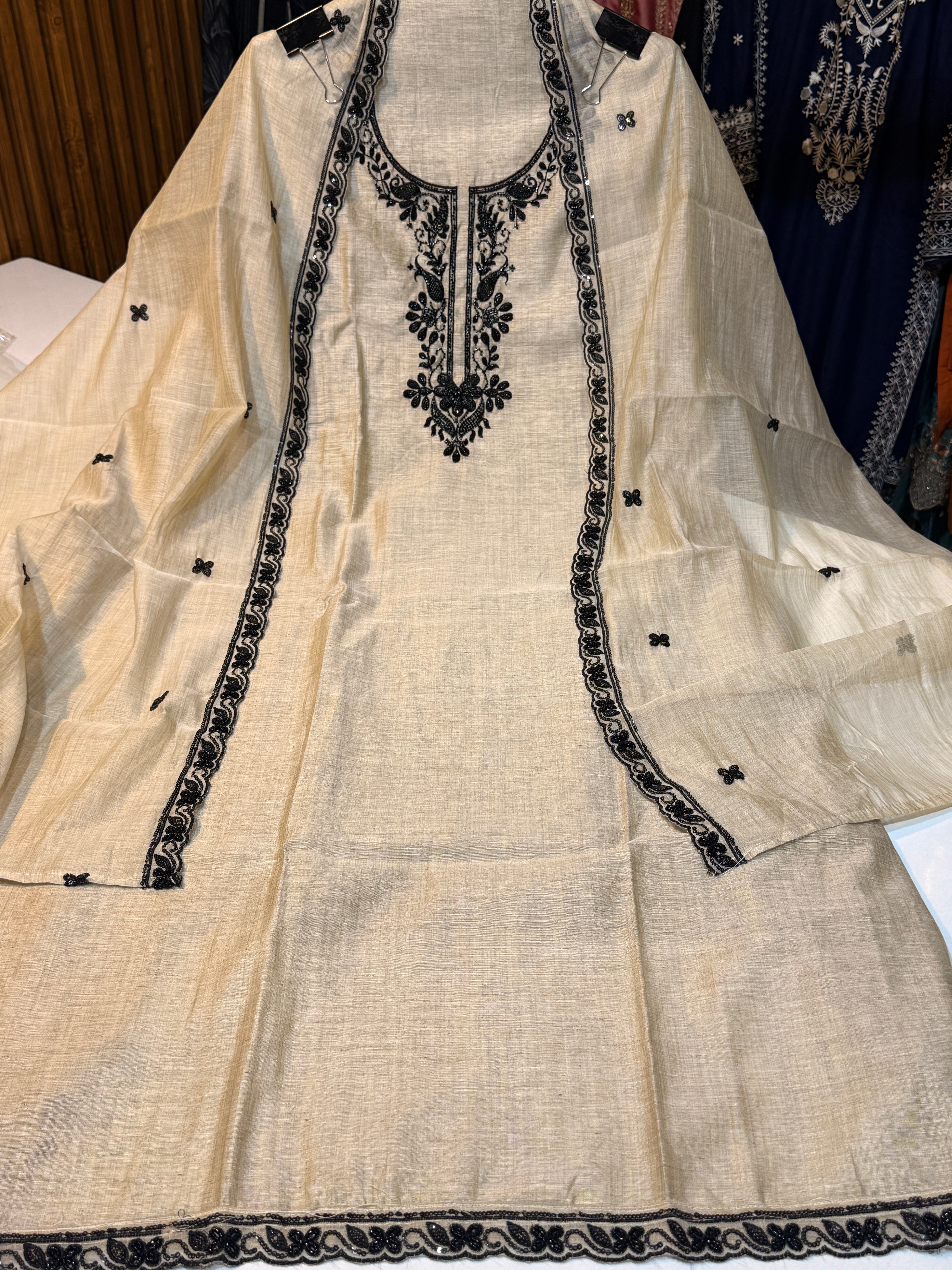 Pure khadi silk with elegant black cutdana work