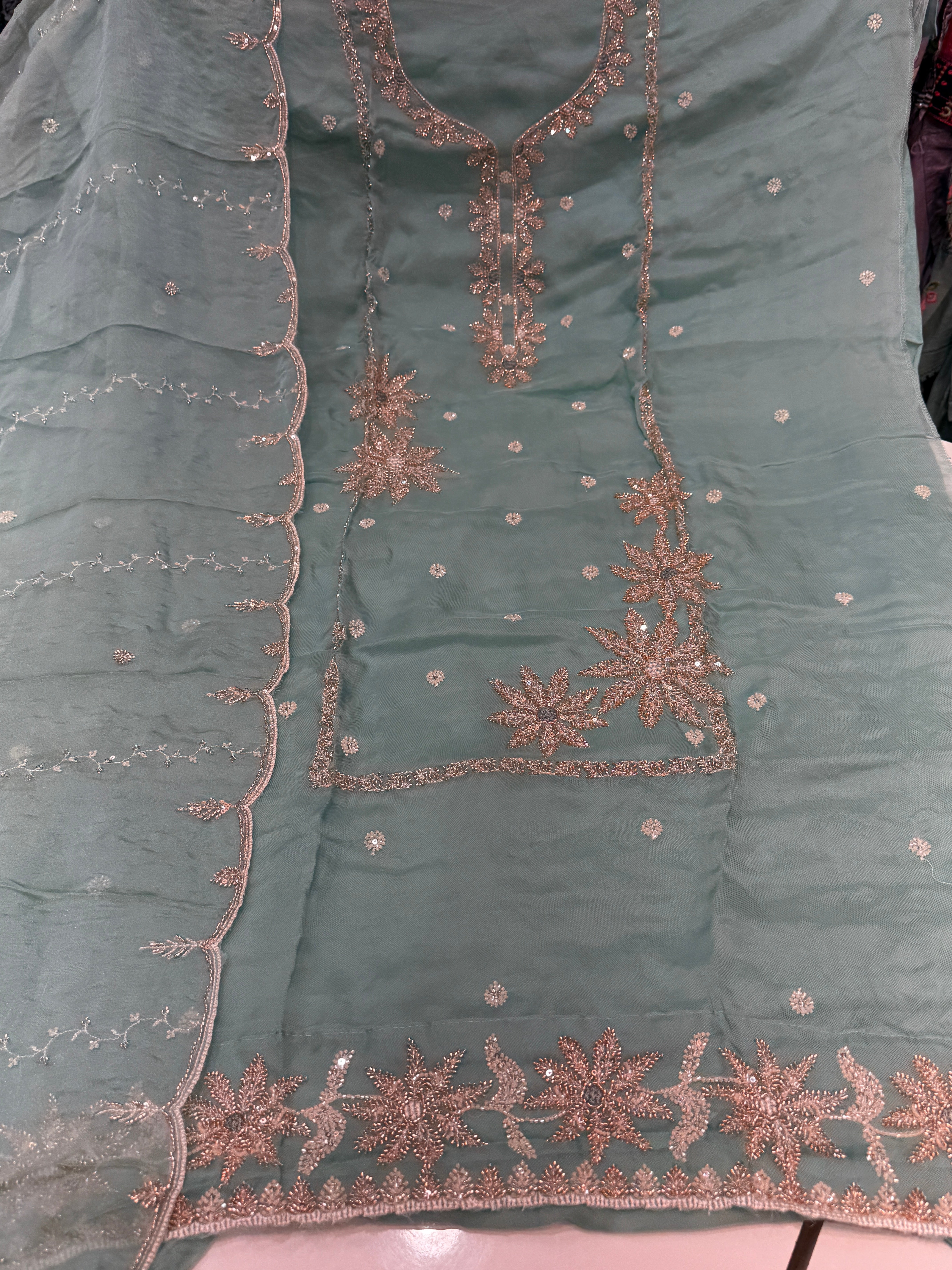 Pure fabric with heavy beeds work ❤️