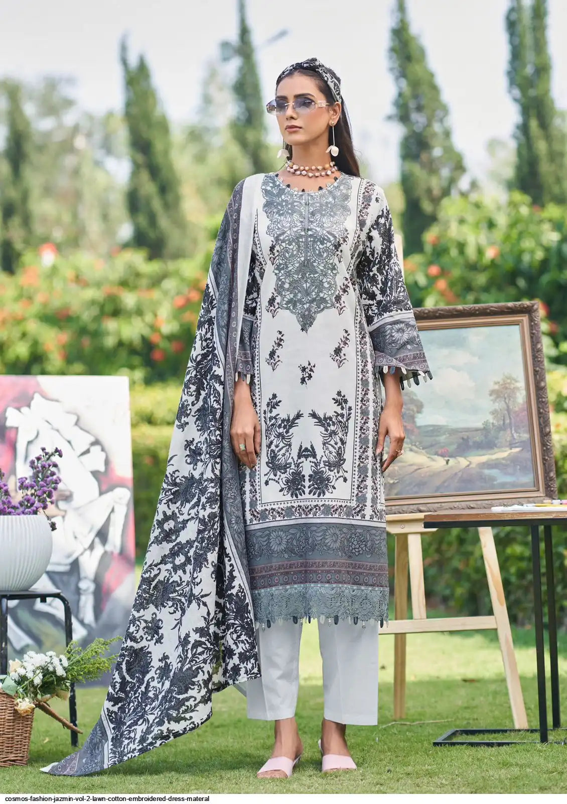 🏷️Product code:-(JAZMIN) cosmos JAZMIN pure cotton Karachi style suit with neck patch work