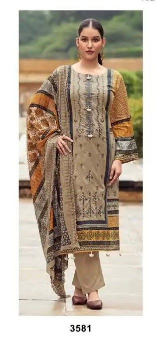 Pure cotton suit with heavy embroidery & pure cotton cutwork dupatta