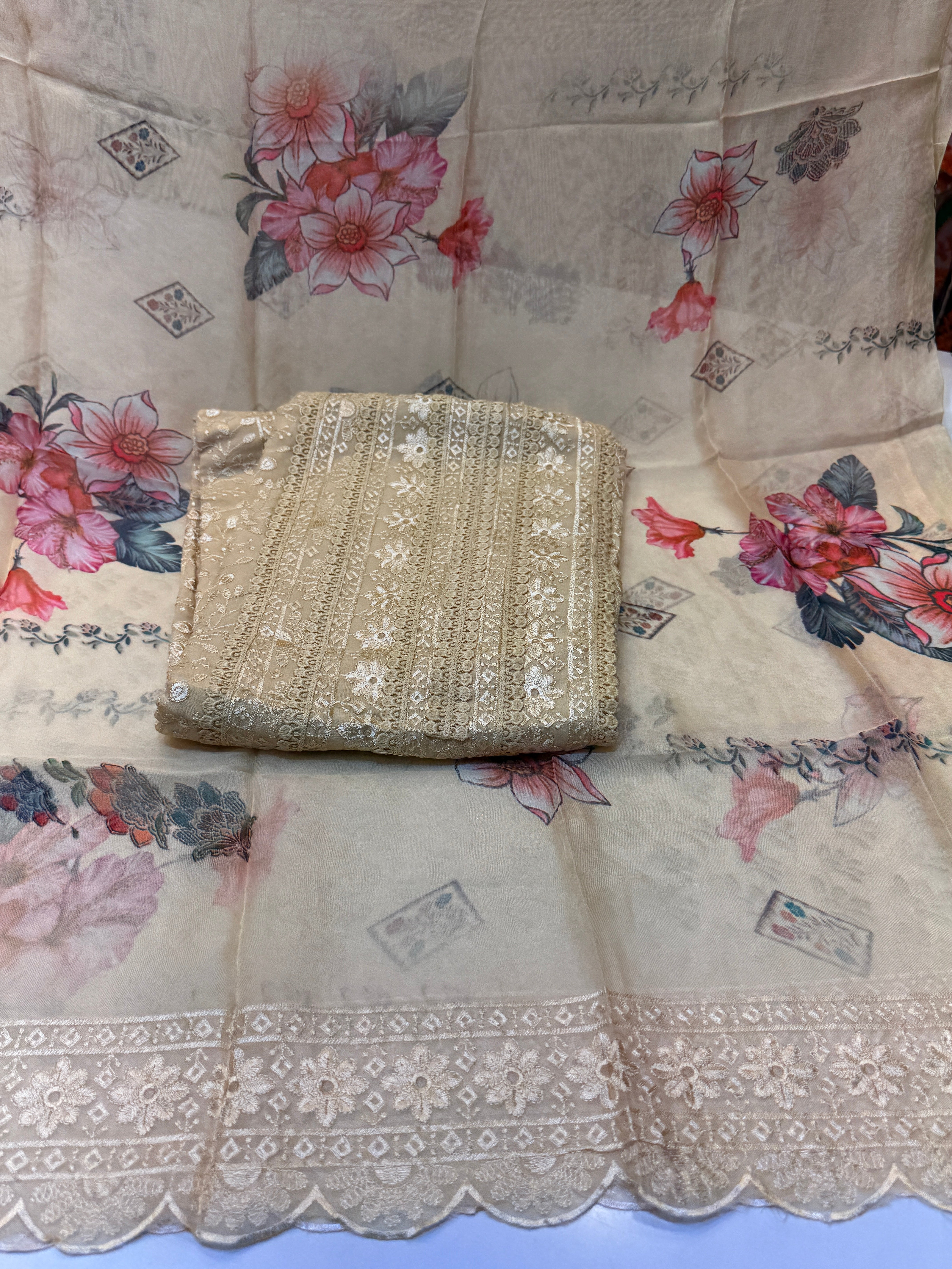 Product code:-(1301)Pure organza Karachi heavy embroidery work suit