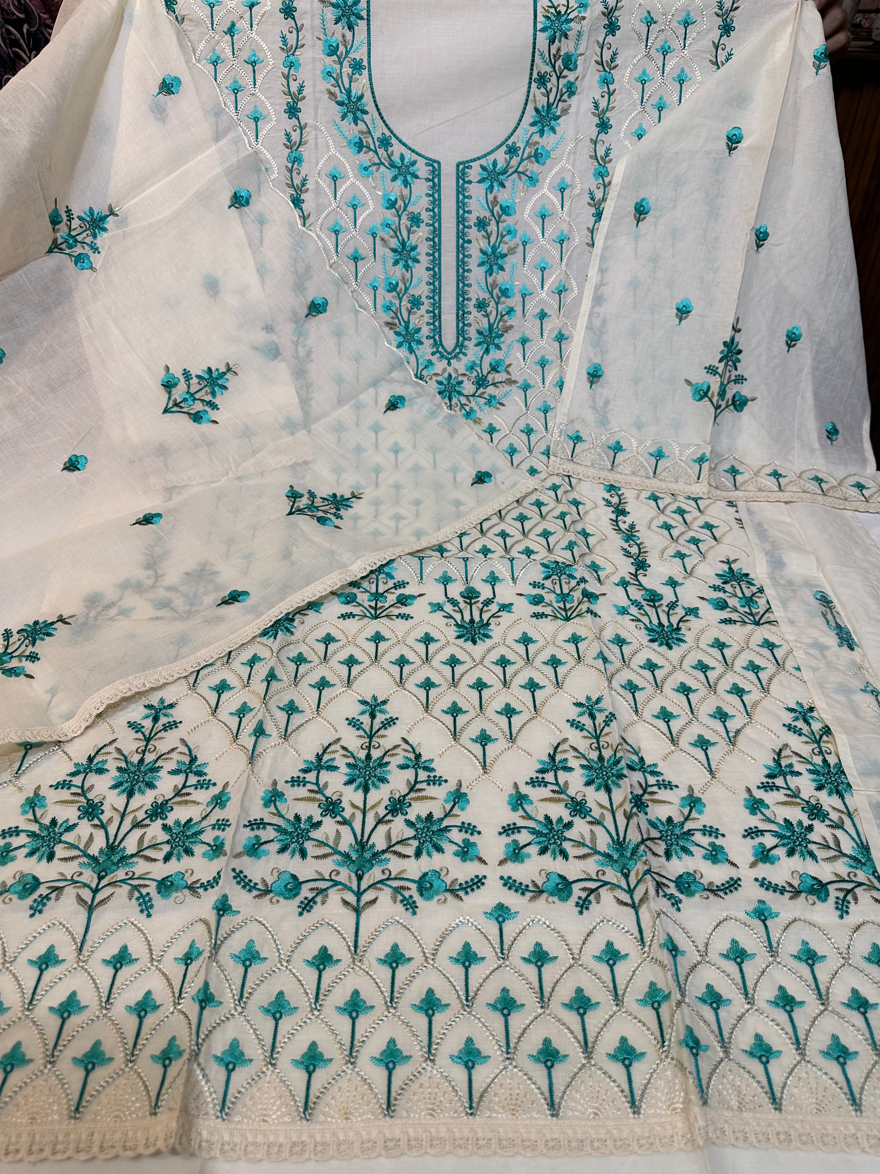 Summer sale 🔥 pure khadi cotton with heavy embroidery & pure cotton dupatta ❤️