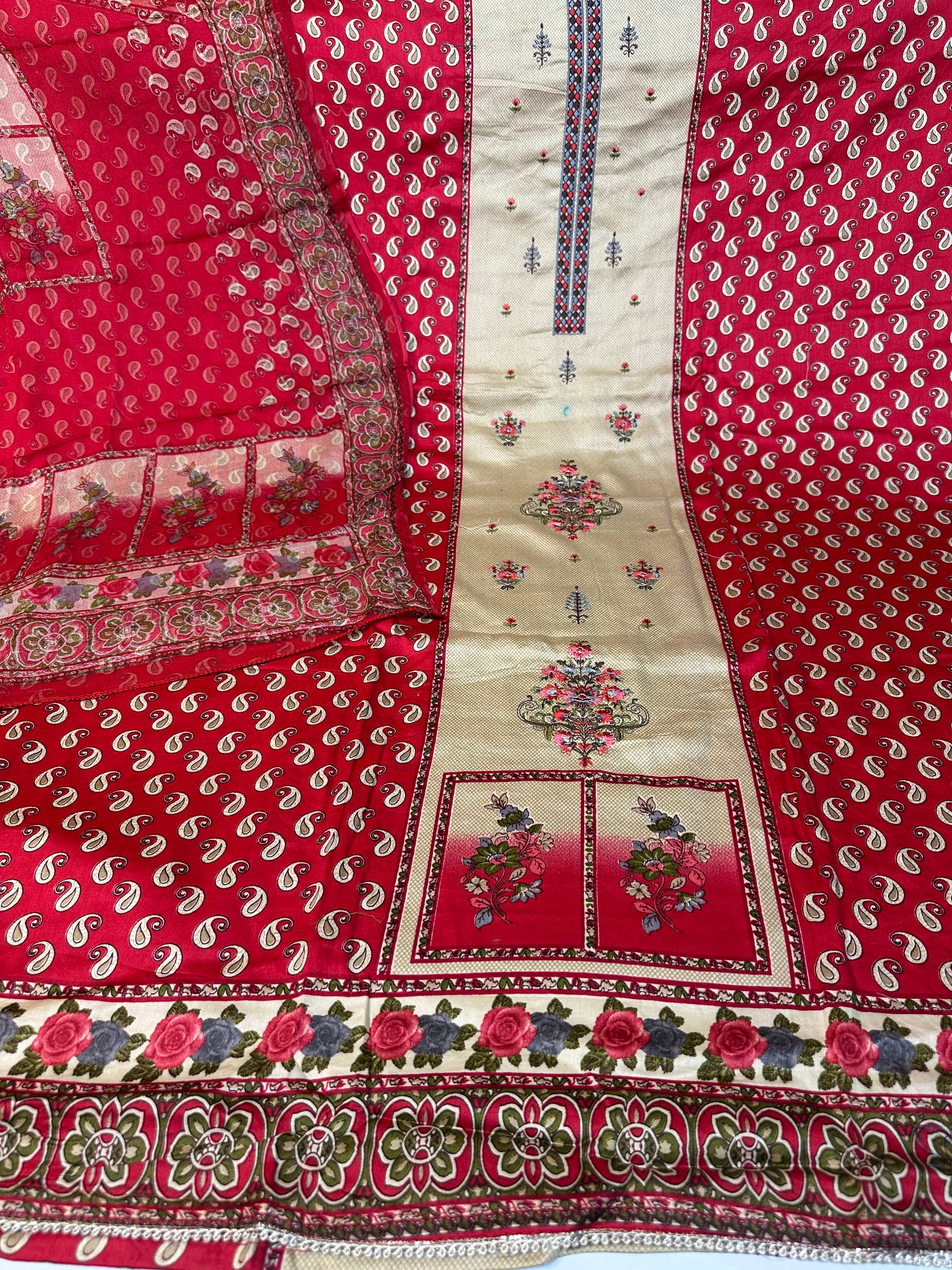 (Summer sale🔥) pure jaam cotton suit with chiffon dupatta 🌸