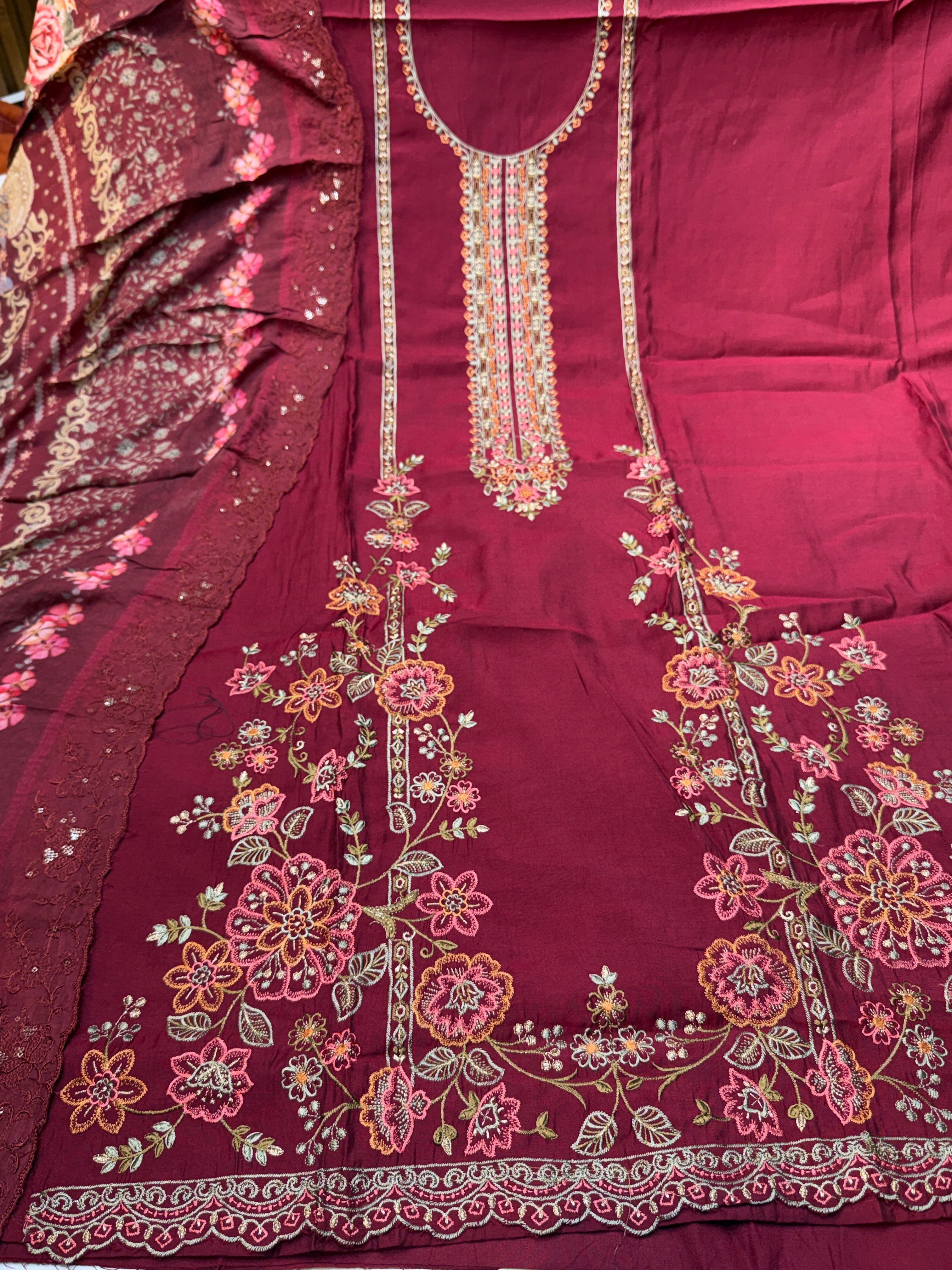 🏷️Product code:- pure modal heavy with heavy embroidery & pure muslin digital printed dupatta