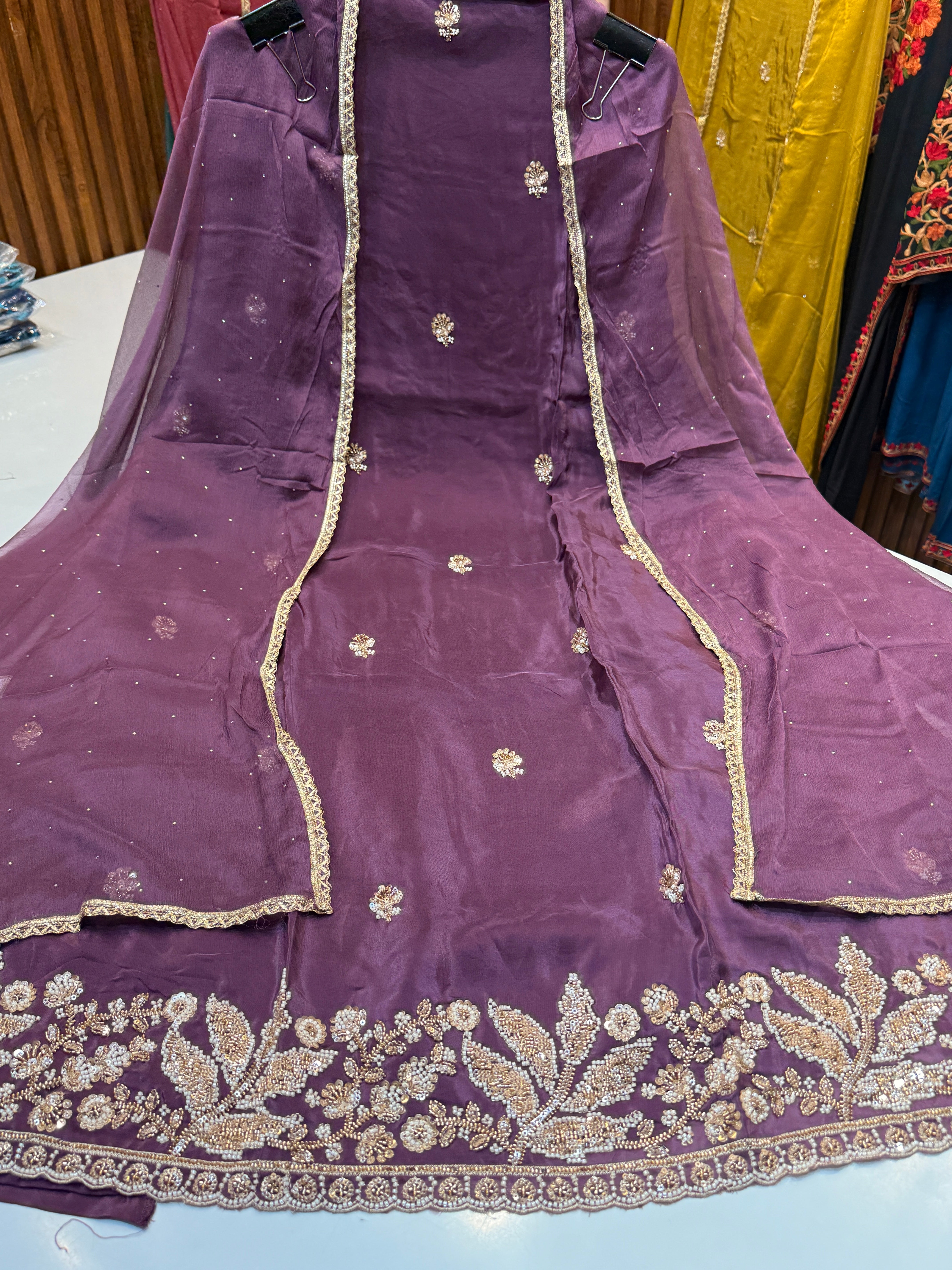 🏷️Product code (003)Pure Glass organza suit with heavy handwork 03