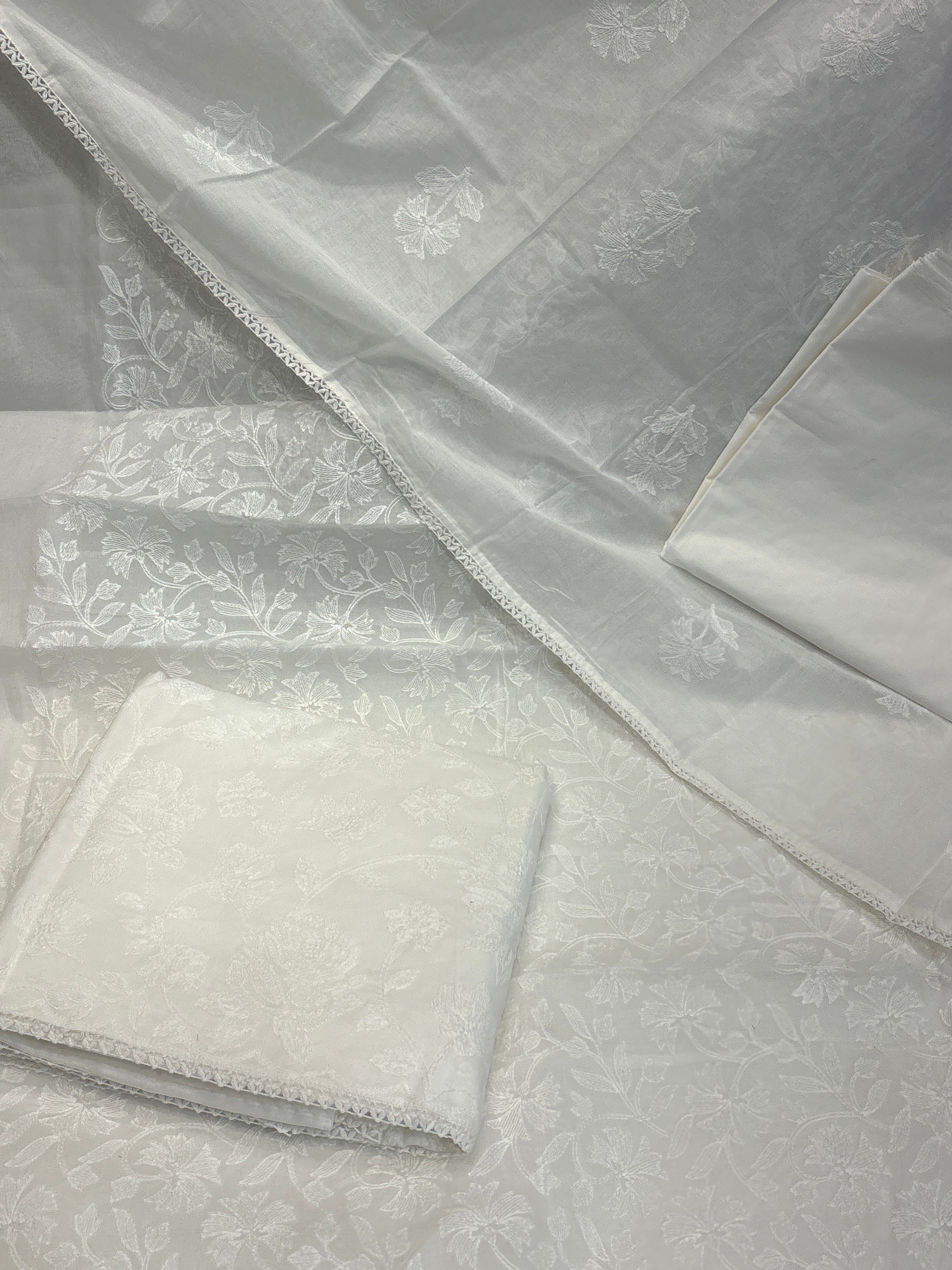 Organdy White Karachi Suits