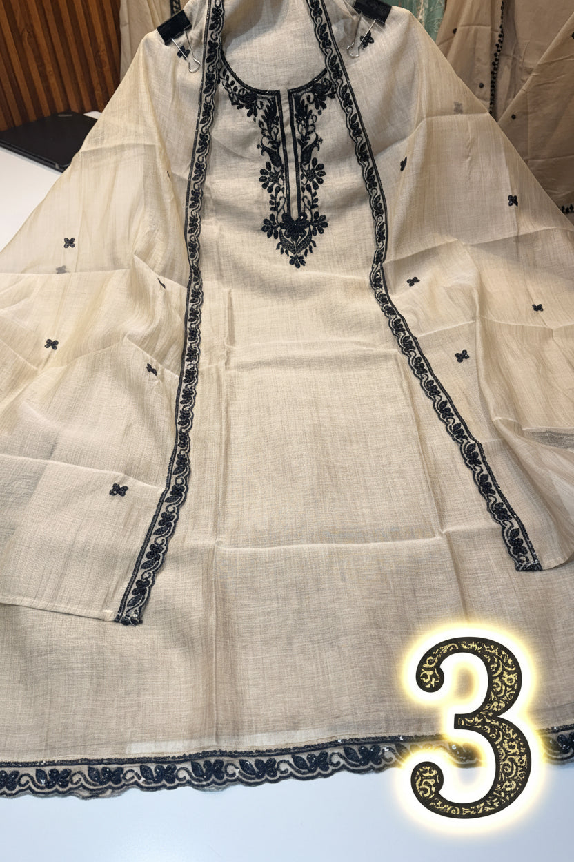Rakhi special (product code:-1401) pure khadi silk suit with handwork embroidery
