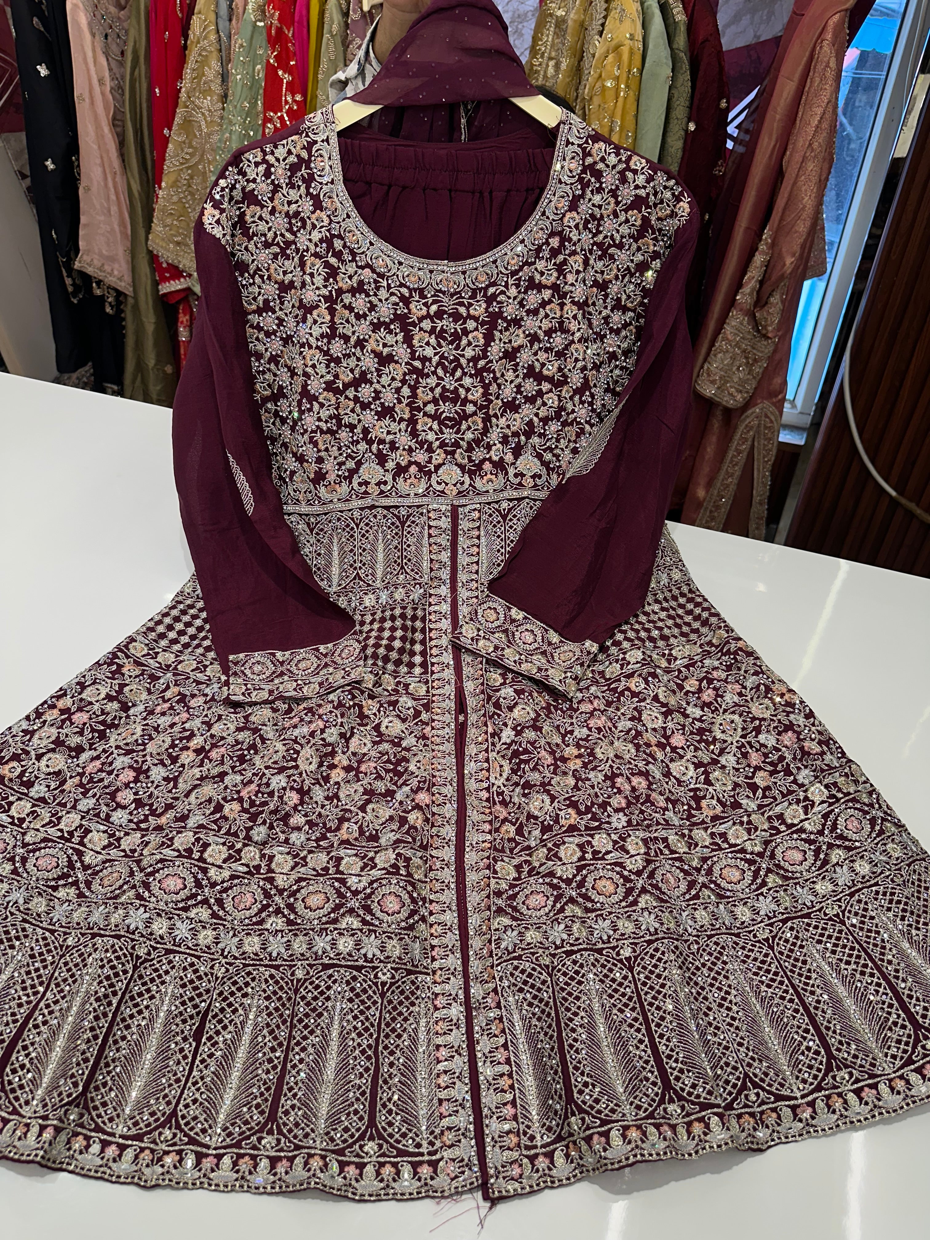 Pure fabric heavy handwork dresses with plazo
