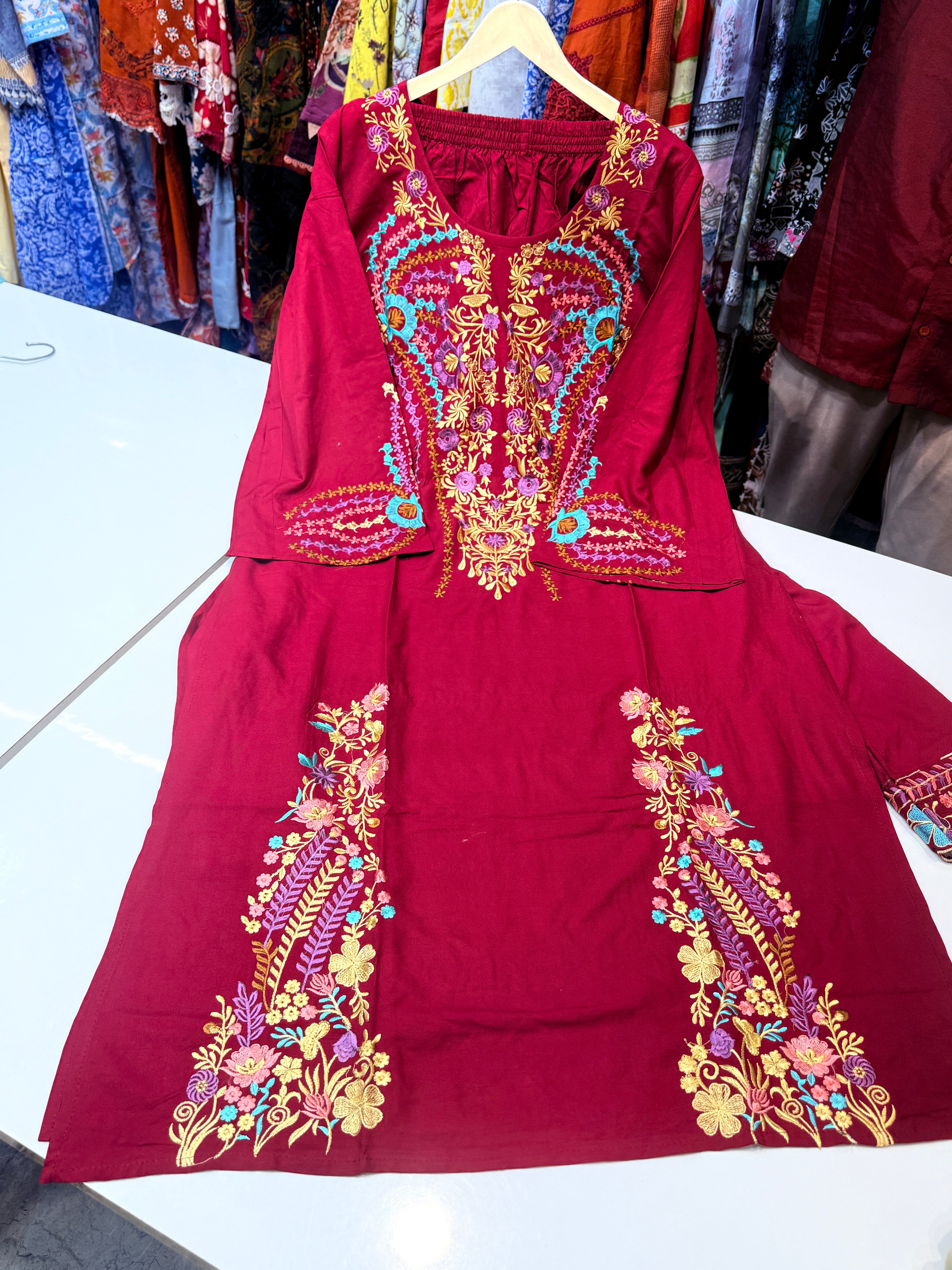 Product code🏷️(KC1102)Rayon fabric Kashmiri  co-ord set