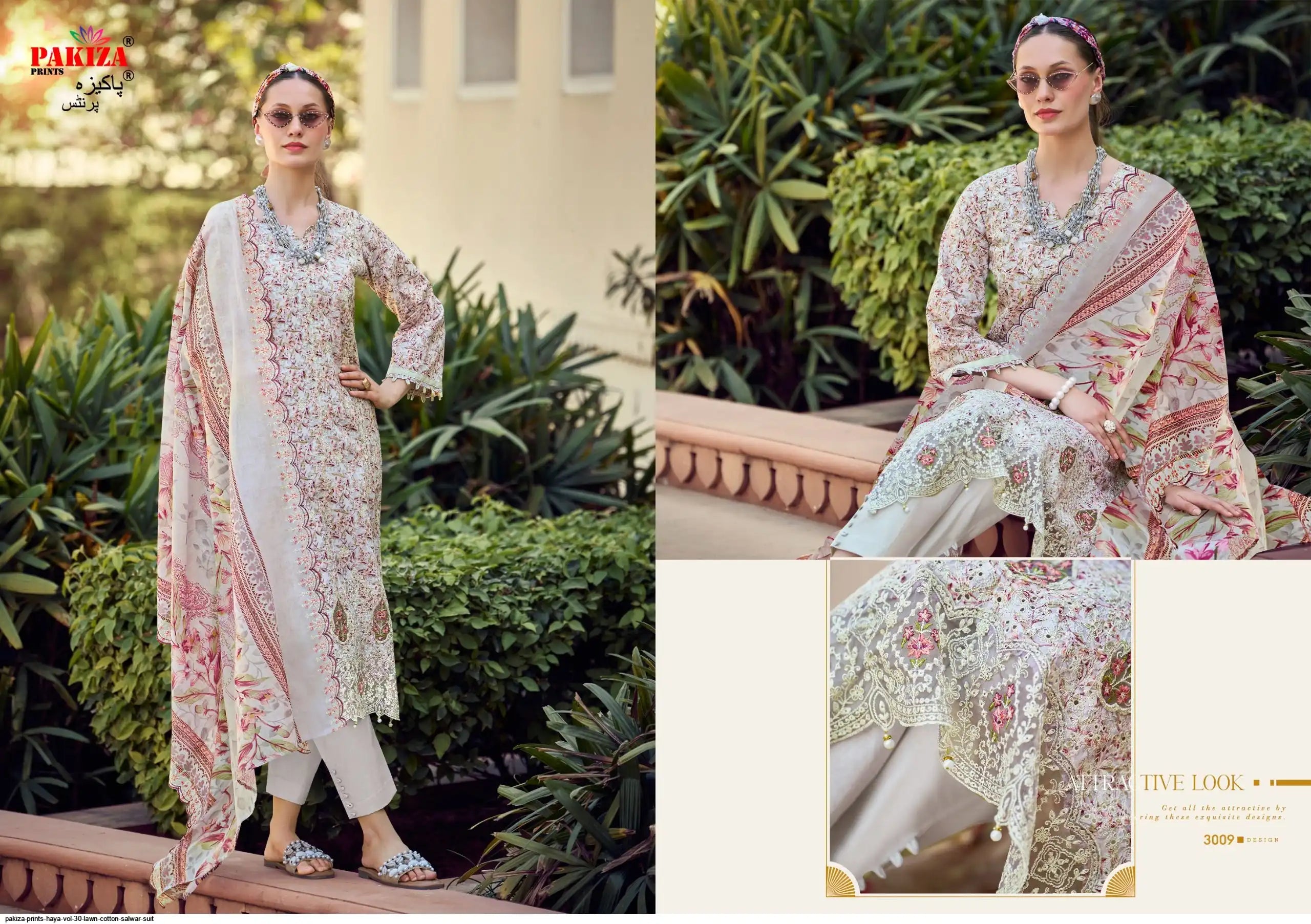 Pakiza haya vol-30(3006 to 3010)  pure cotton suit with heavy embroidery & pure cotton dupatta