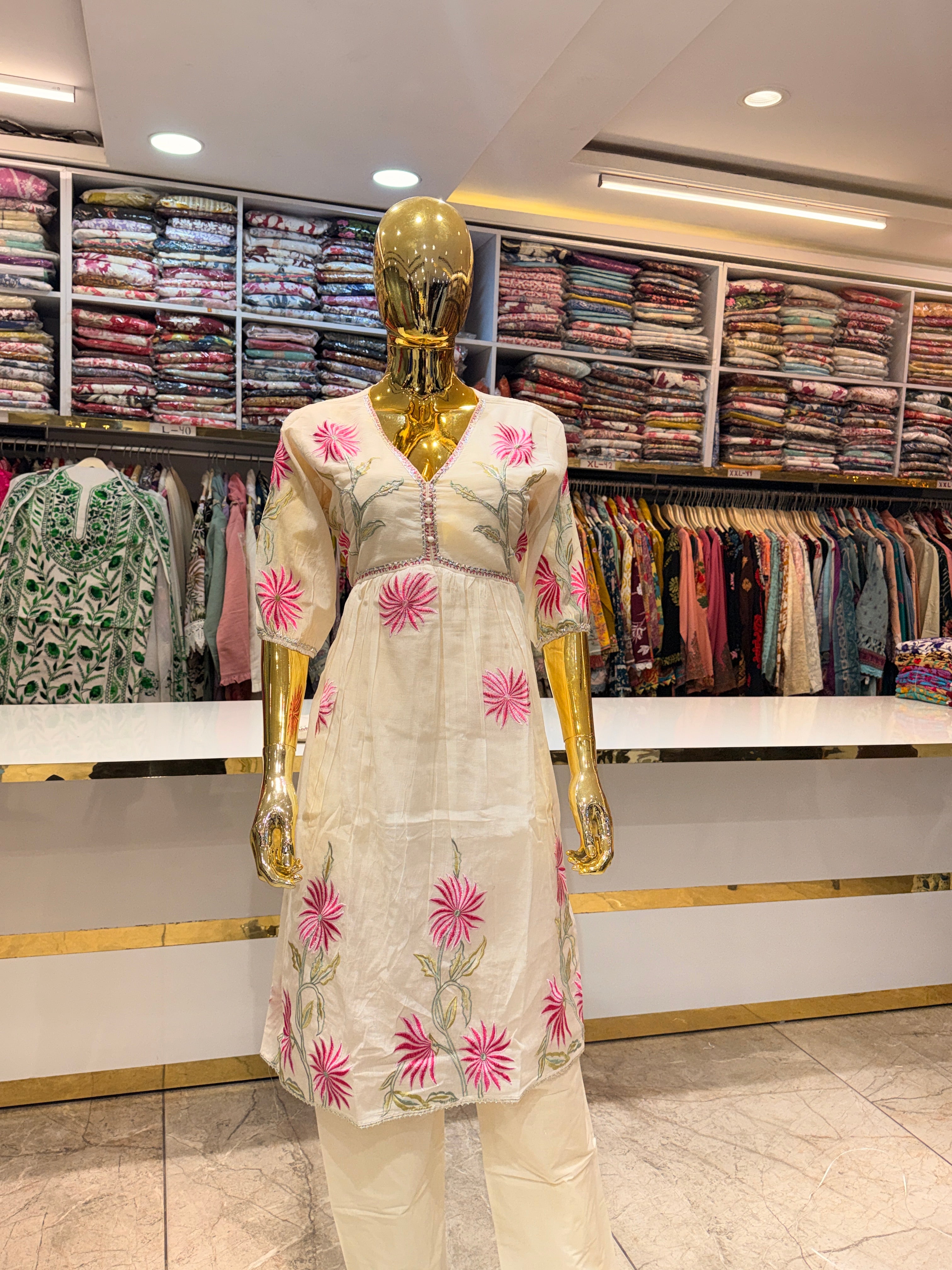 Product code(651)Pure khadi cotton frock with elegance embroidery work ❤️