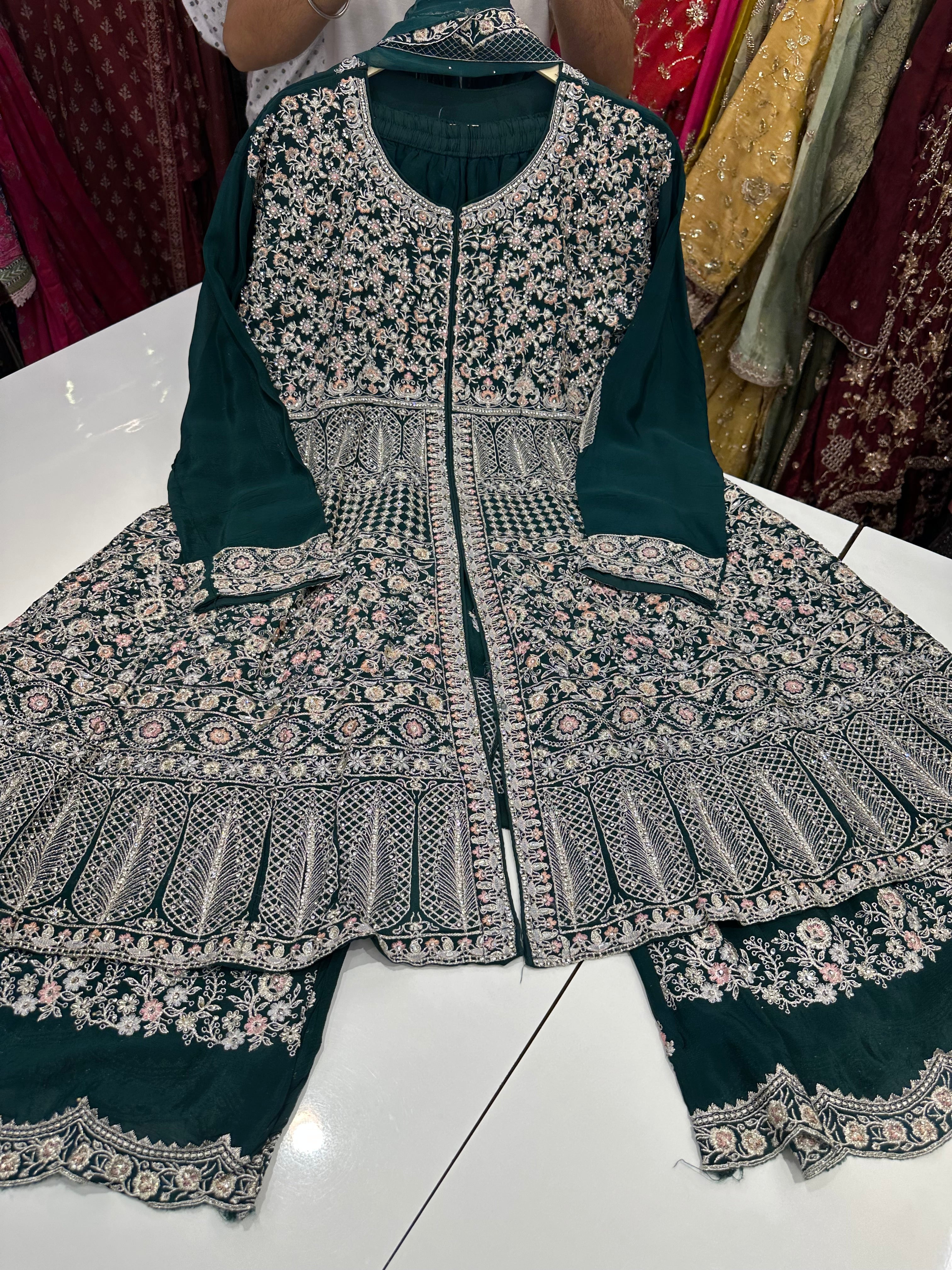 Pure fabric heavy handwork dresses with plazo
