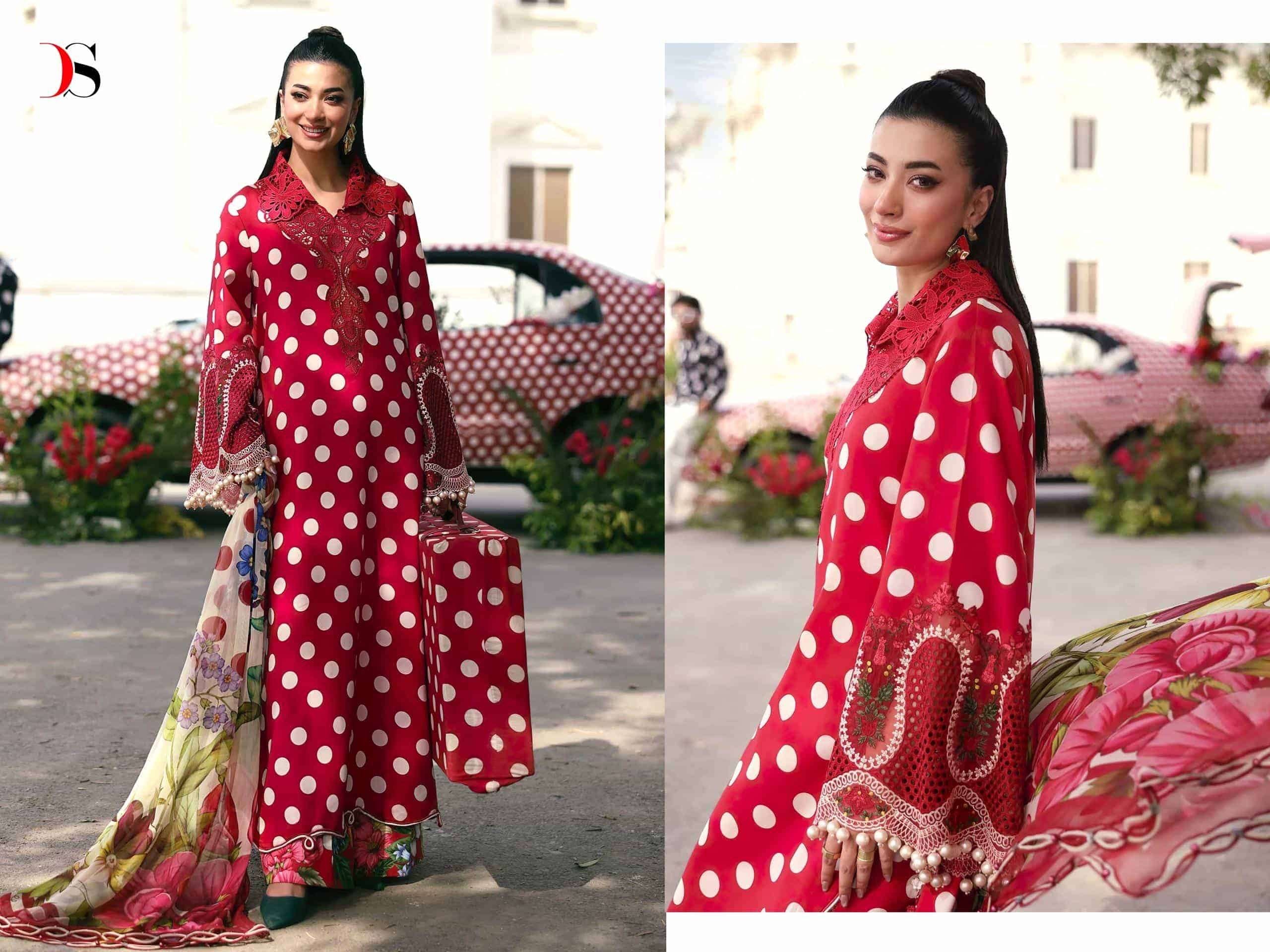 Pure cotton polka dott print with heavy patch work 🔥& printed plazo & pure chiffon printed dupatta