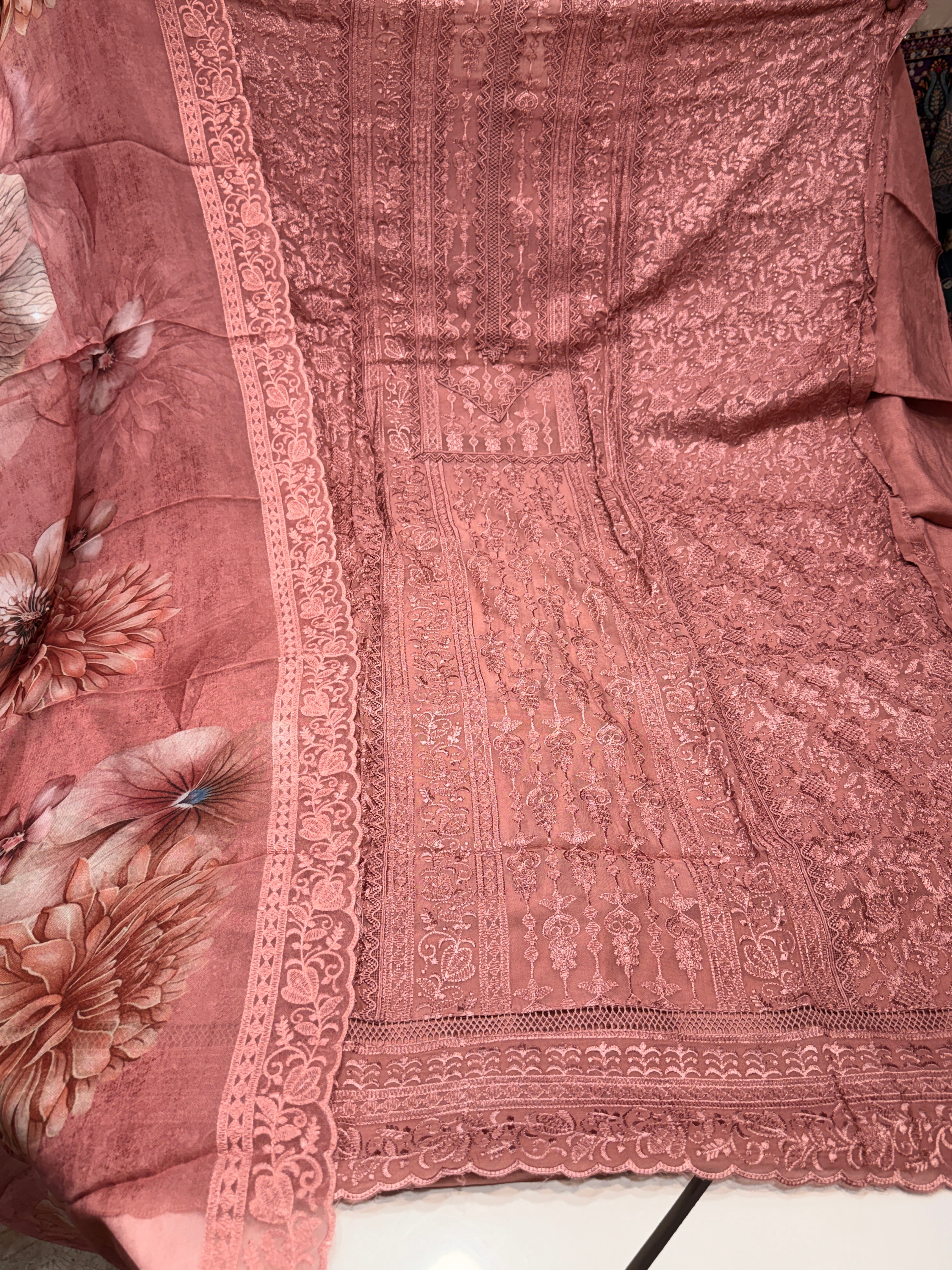 Product code 🏷️ (OK1301) Pure organza Karachi suit