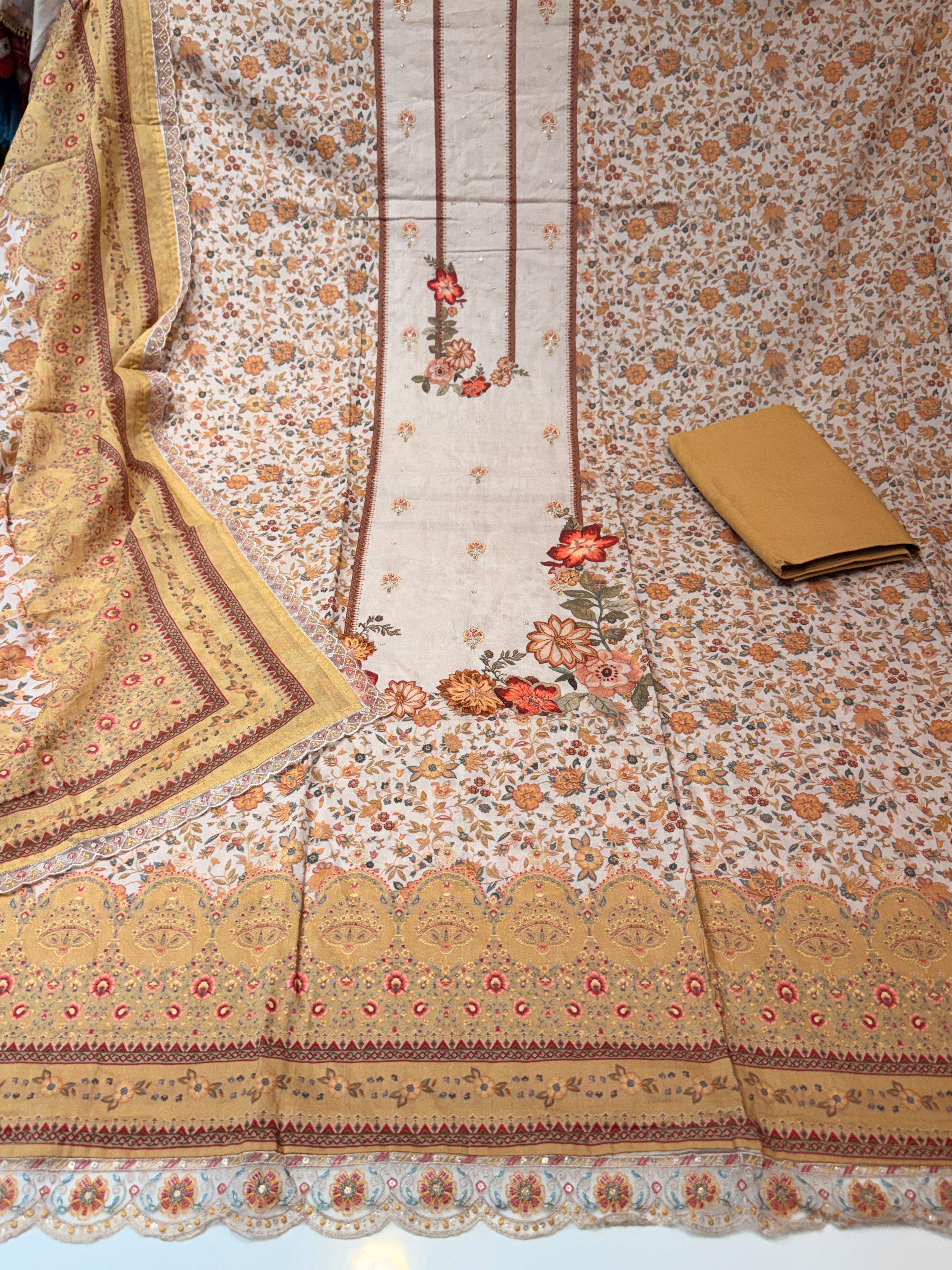 (Premium cotton)Pure cotton suit with pure cotton big size dupatta