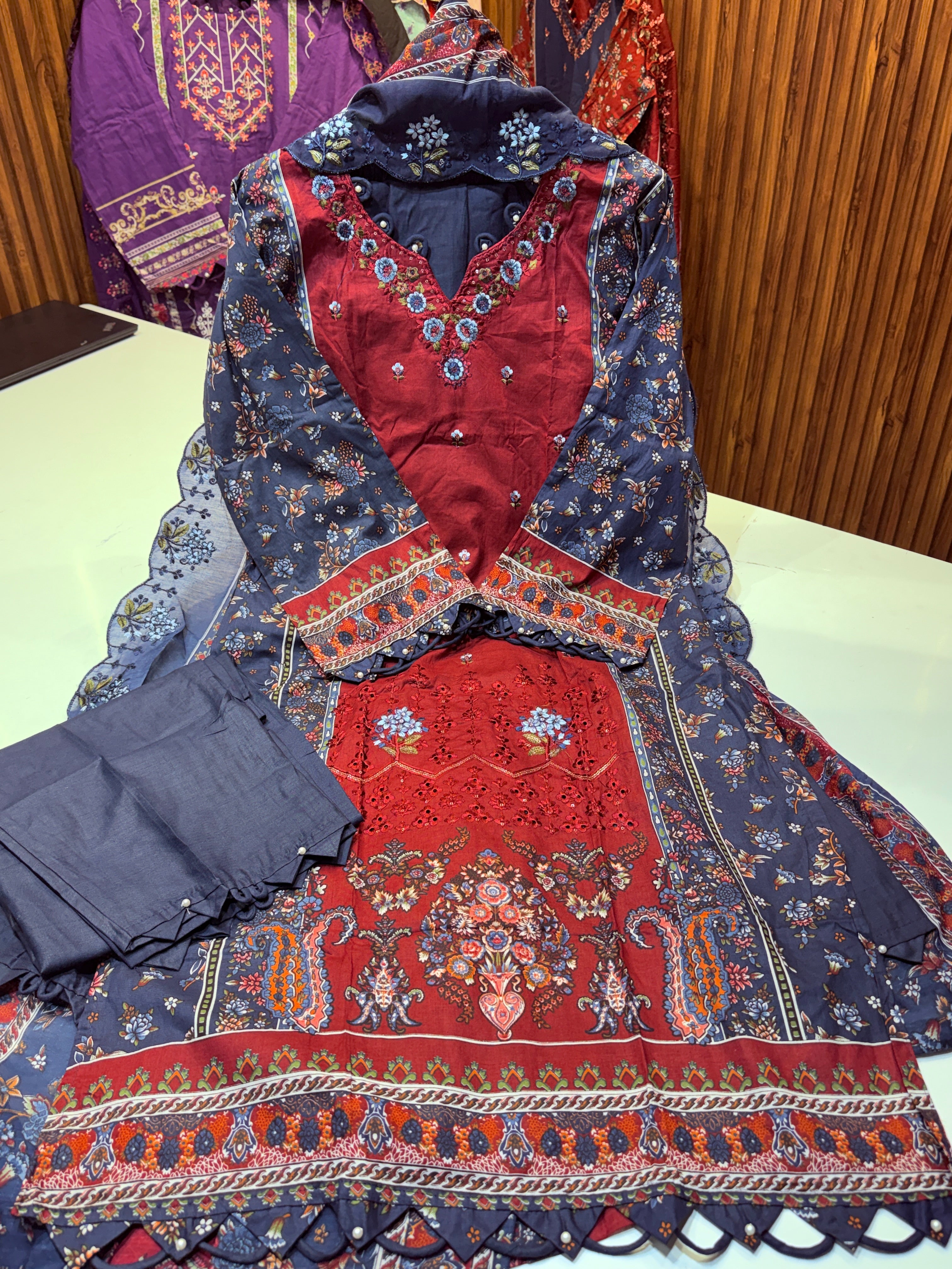 🏷️Product code(1299)Pure cotton ready to wear collection with heavy embroidery work
