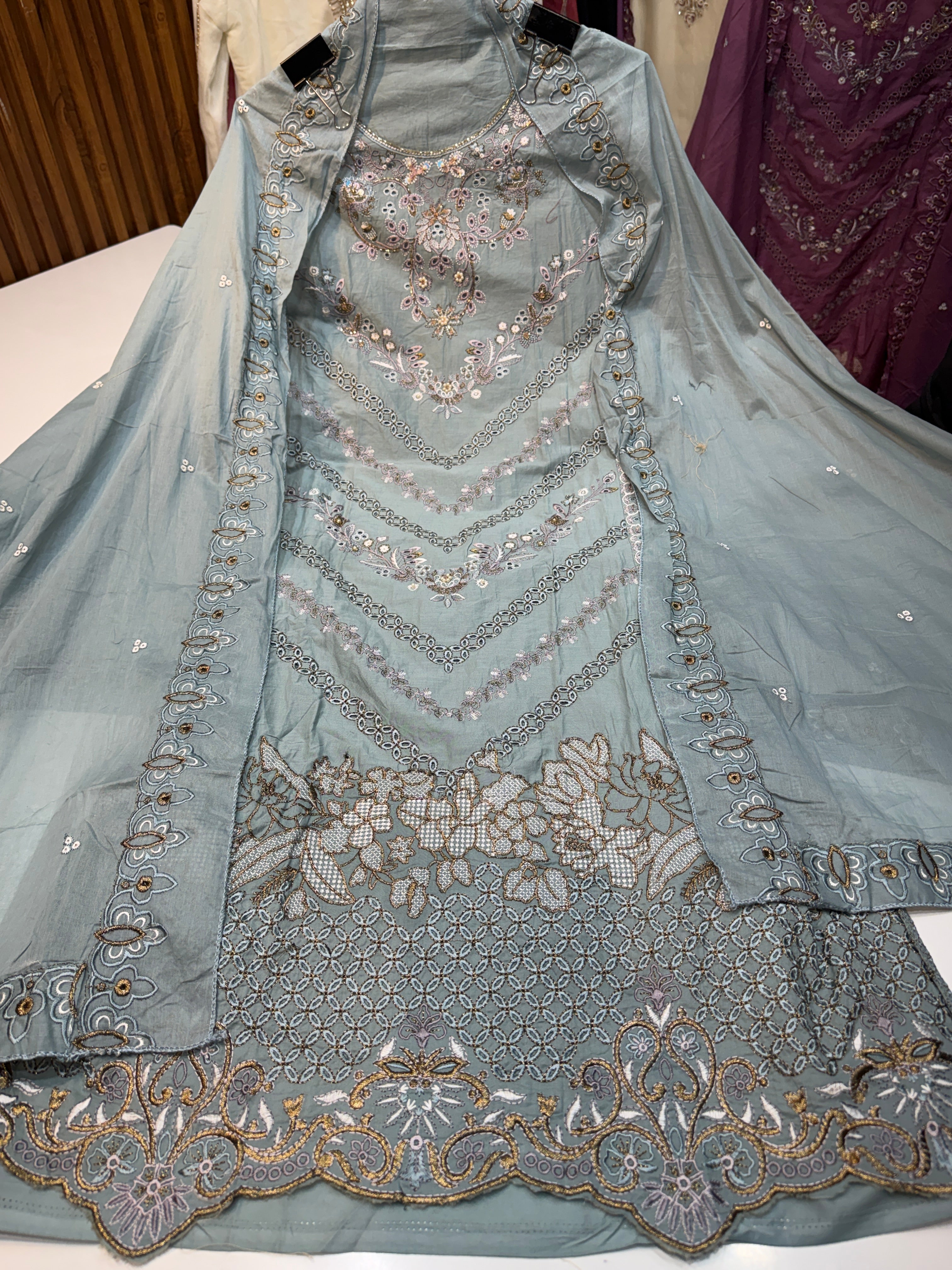 🏷️Product code:-(1601) pure cotton heavy cutwork + handwork suit with pure cotton dupatta