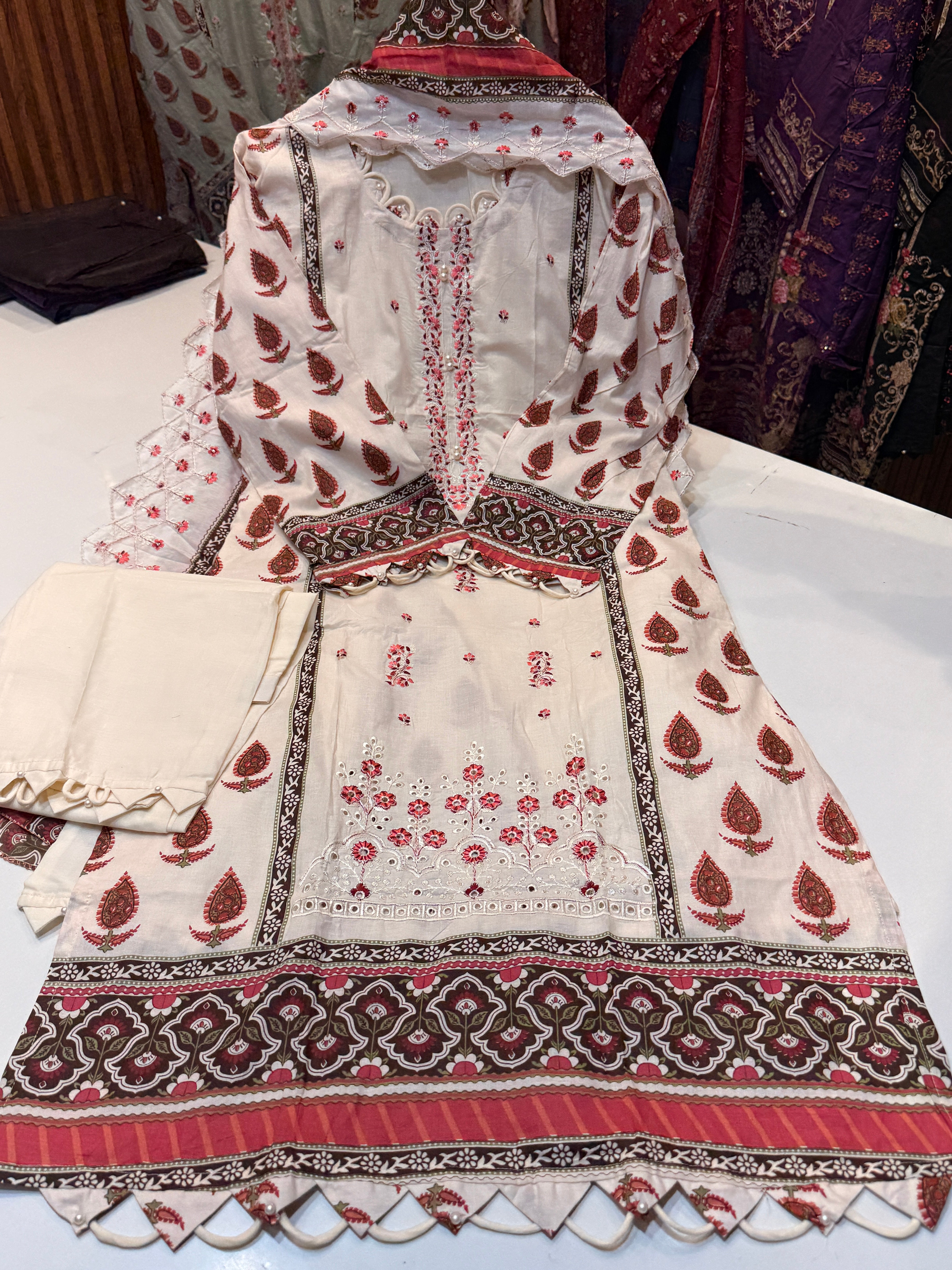 🏷️Product code(1299)Pure cotton ready to wear collection with heavy embroidery work