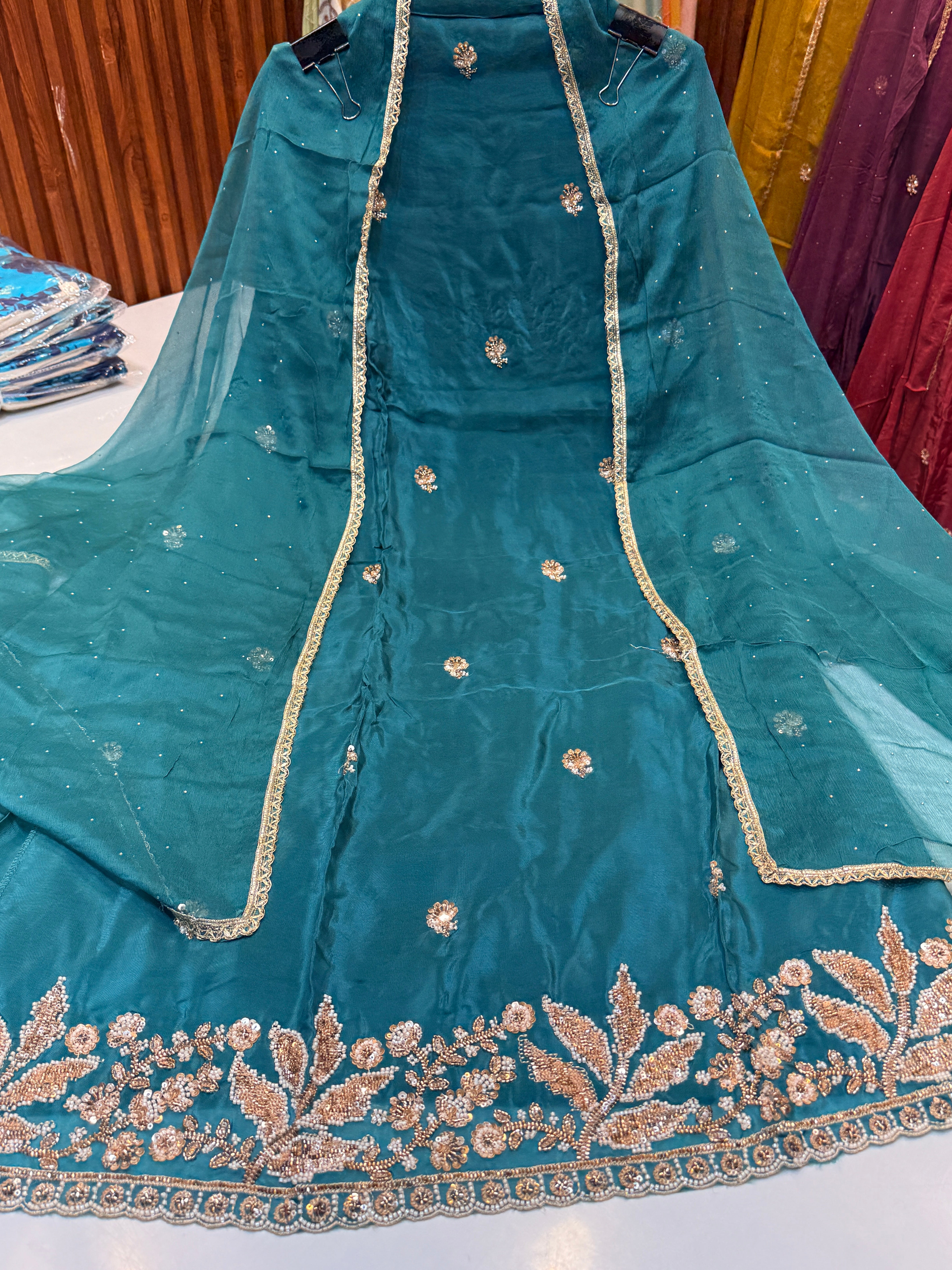🏷️Product code (003)Pure Glass organza suit with heavy handwork 03