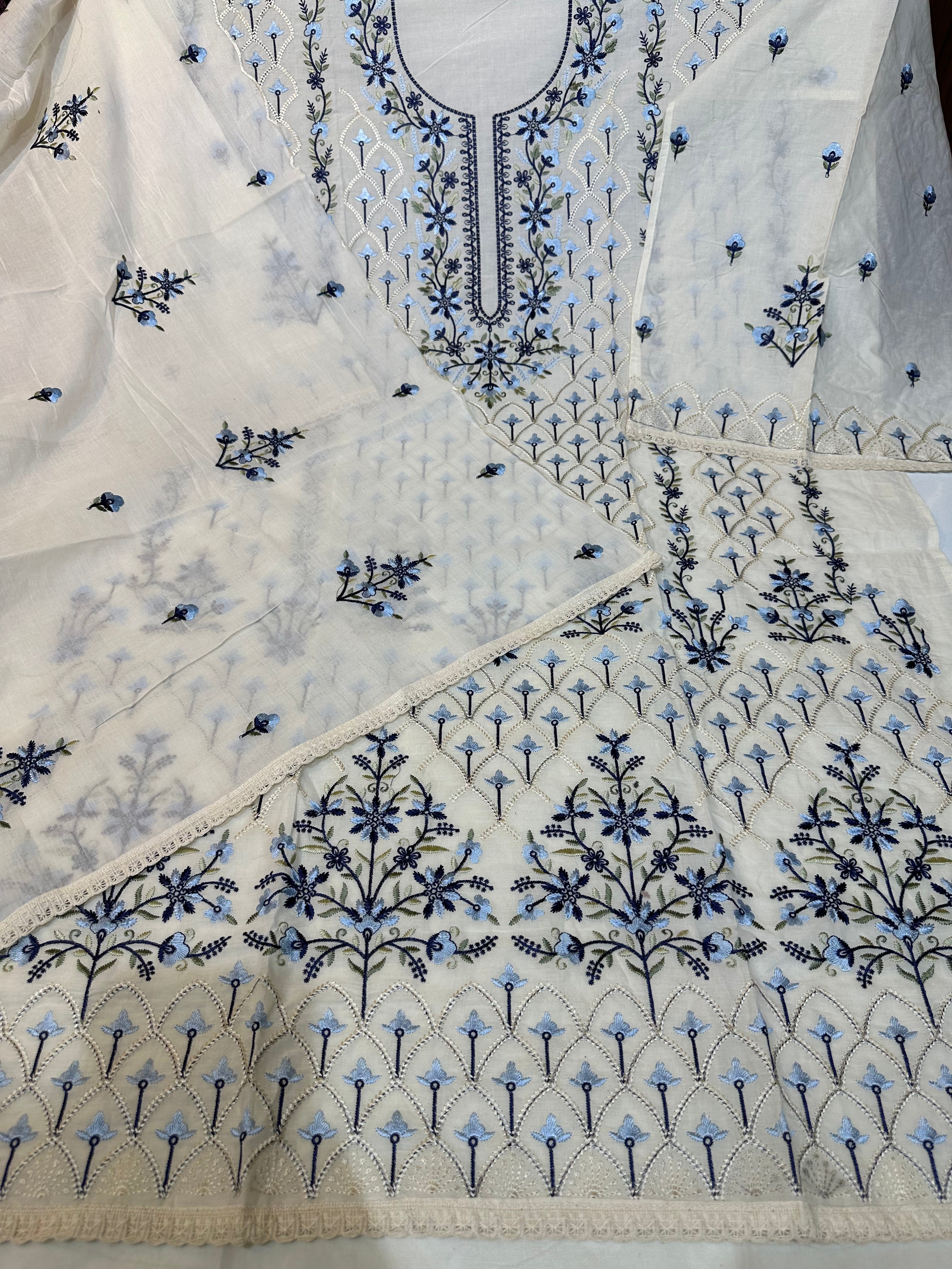 Summer sale 🔥 pure khadi cotton with heavy embroidery & pure cotton dupatta ❤️