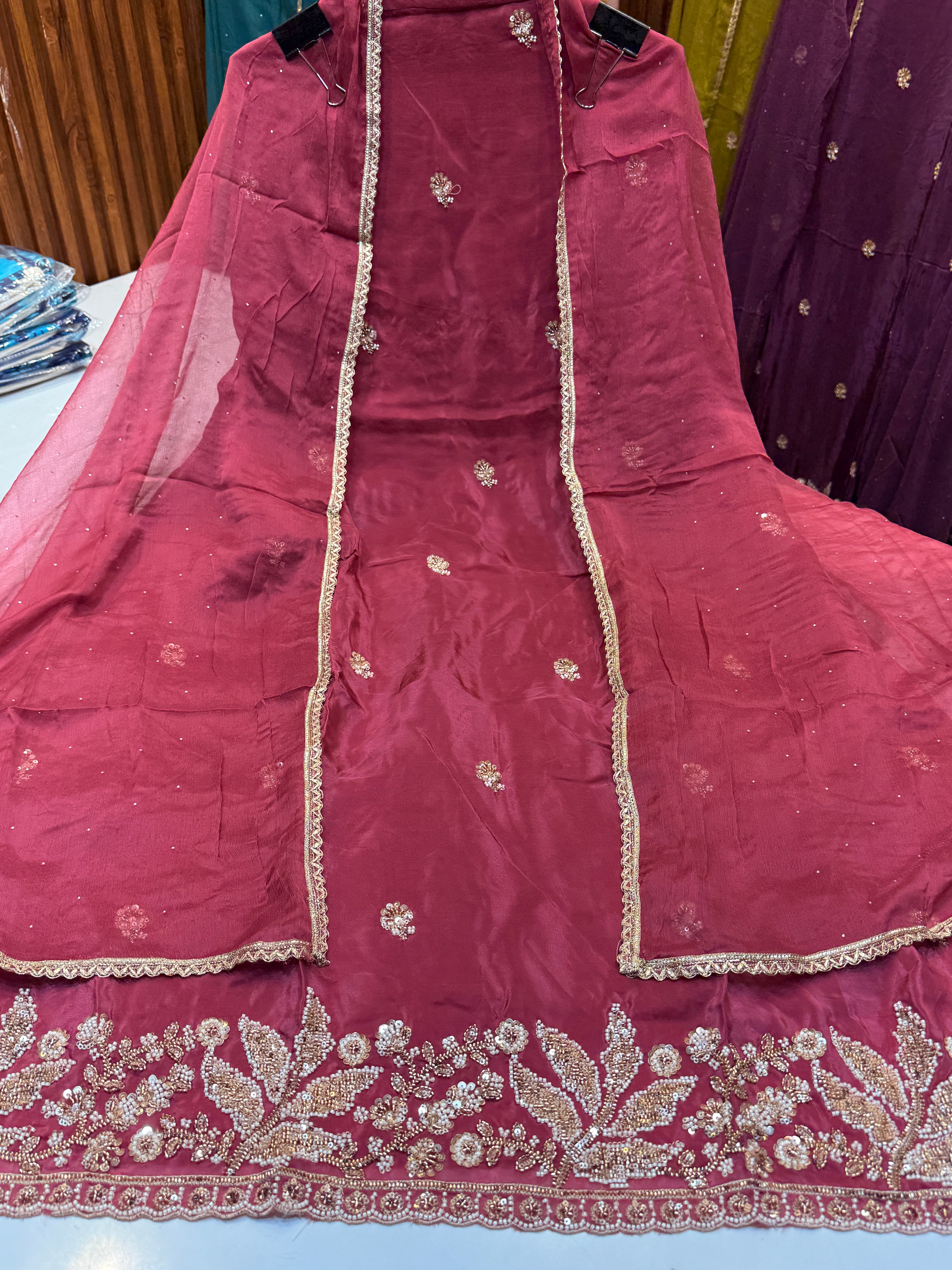 🏷️Product code (003)Pure Glass organza suit with heavy handwork 03