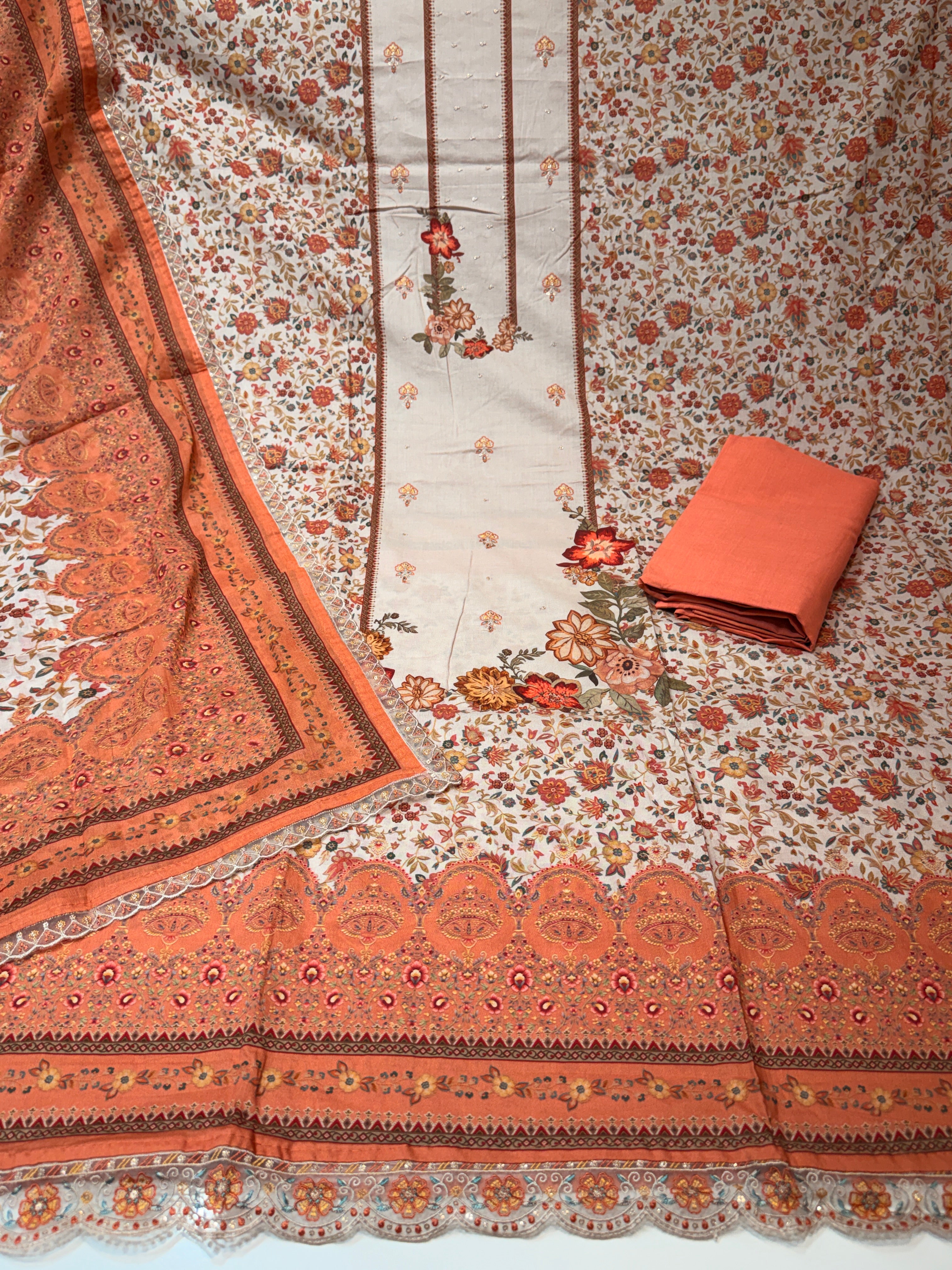 (Premium cotton)Pure cotton suit with pure cotton big size dupatta
