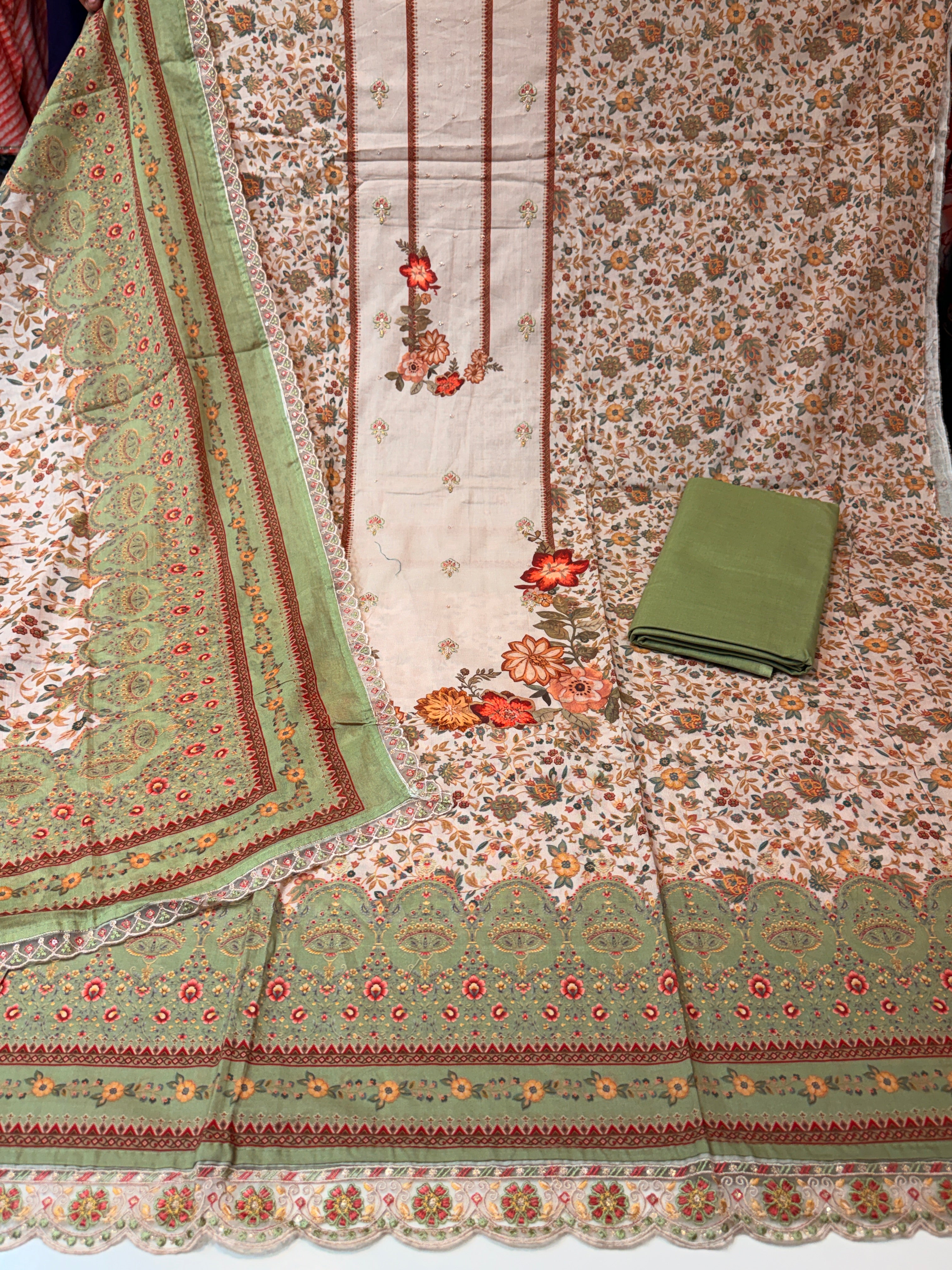 (Premium cotton)Pure cotton suit with pure cotton big size dupatta